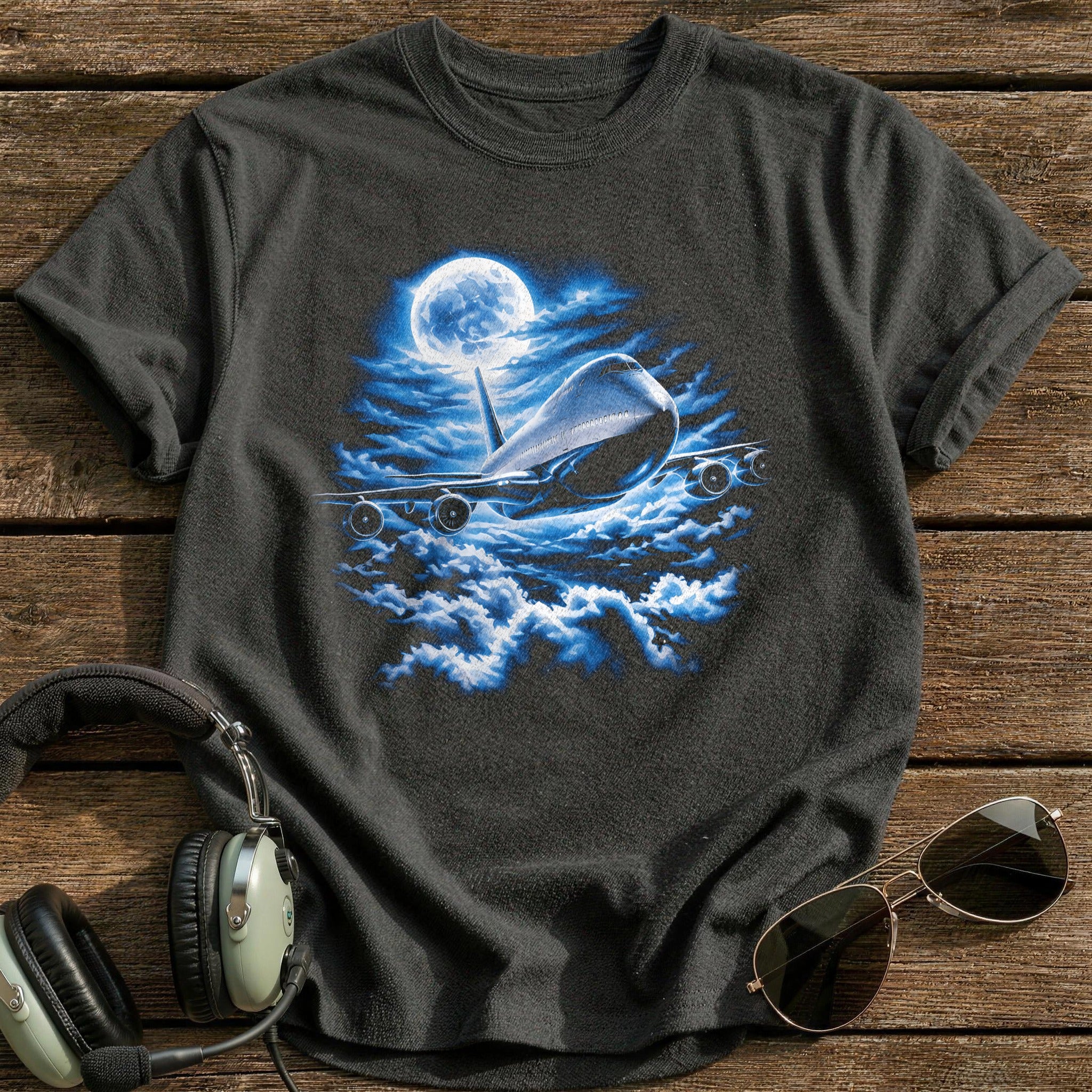 Night Sky Airliner T-Shirt - Charcoal