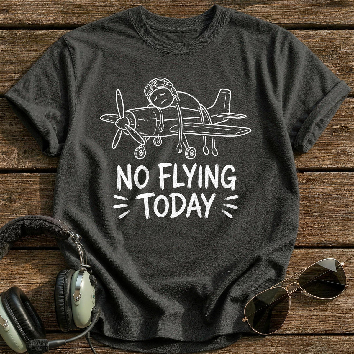 No Flying Today 59 T-Shirt - Charcoal