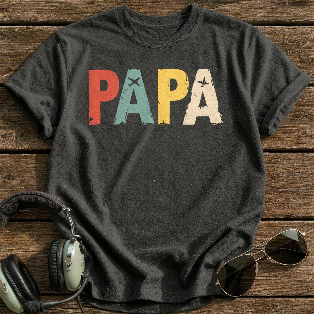 Papa Planes T-Shirt - Charcoal
