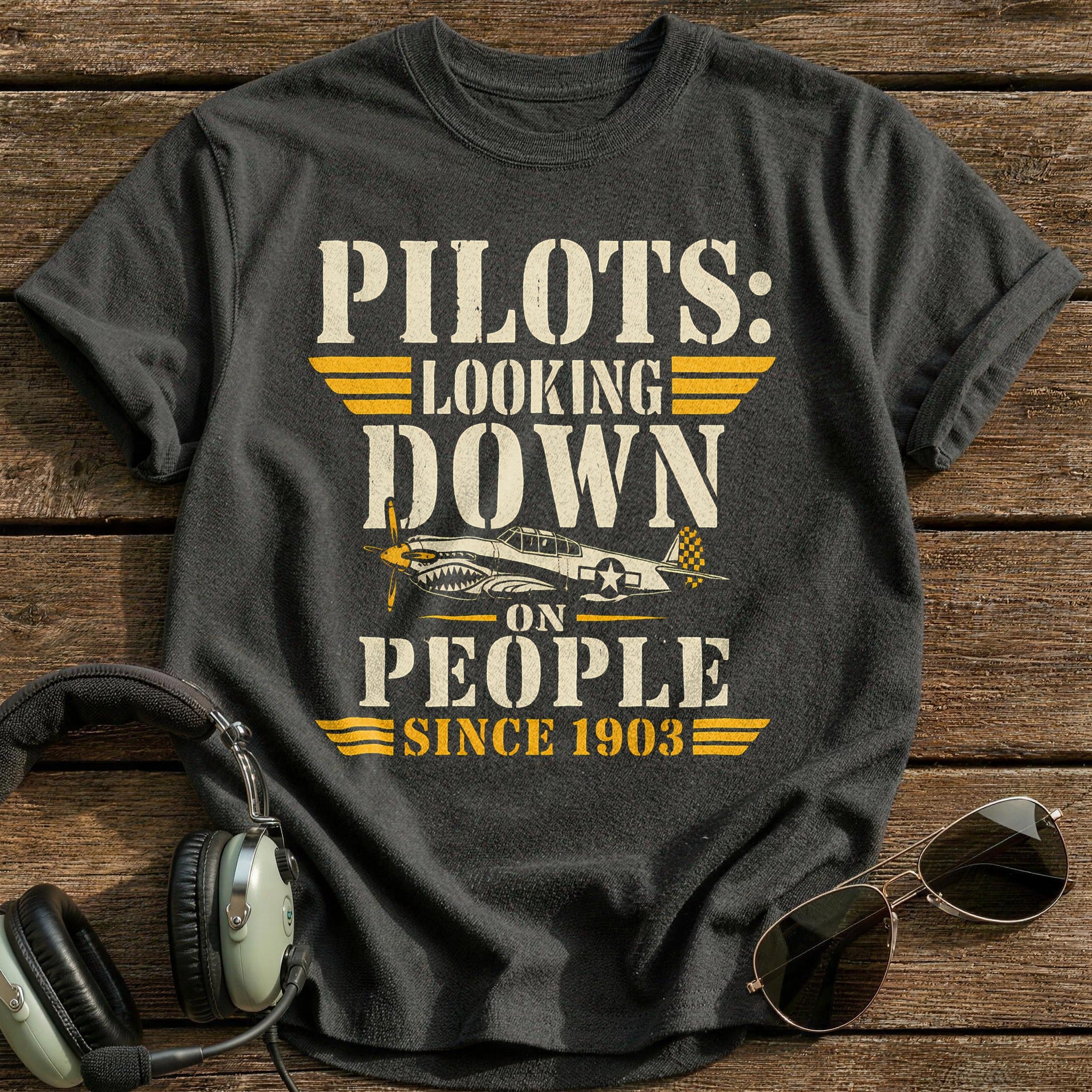 Pilots Looking Down - Charcoal