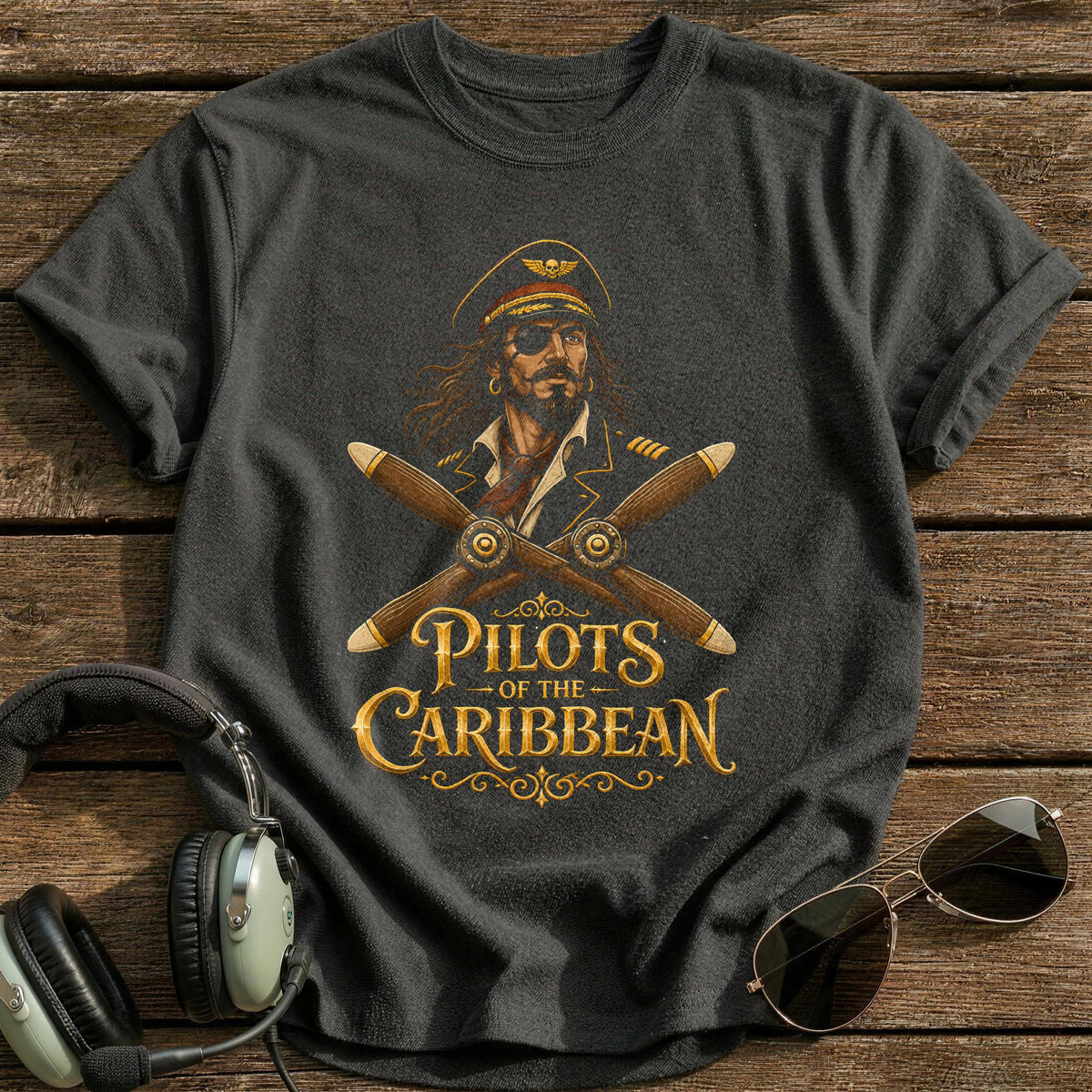 Pilots Of The Caribbean T-Shirt - Charcoal