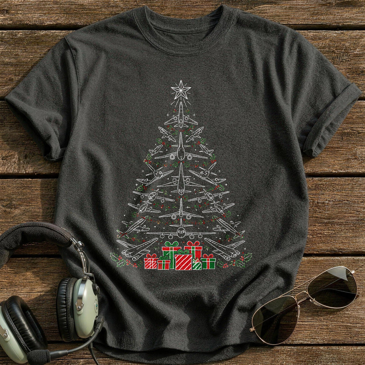 Plane Gifts Garland Tree 19 Kids T-Shirt - Charcoal