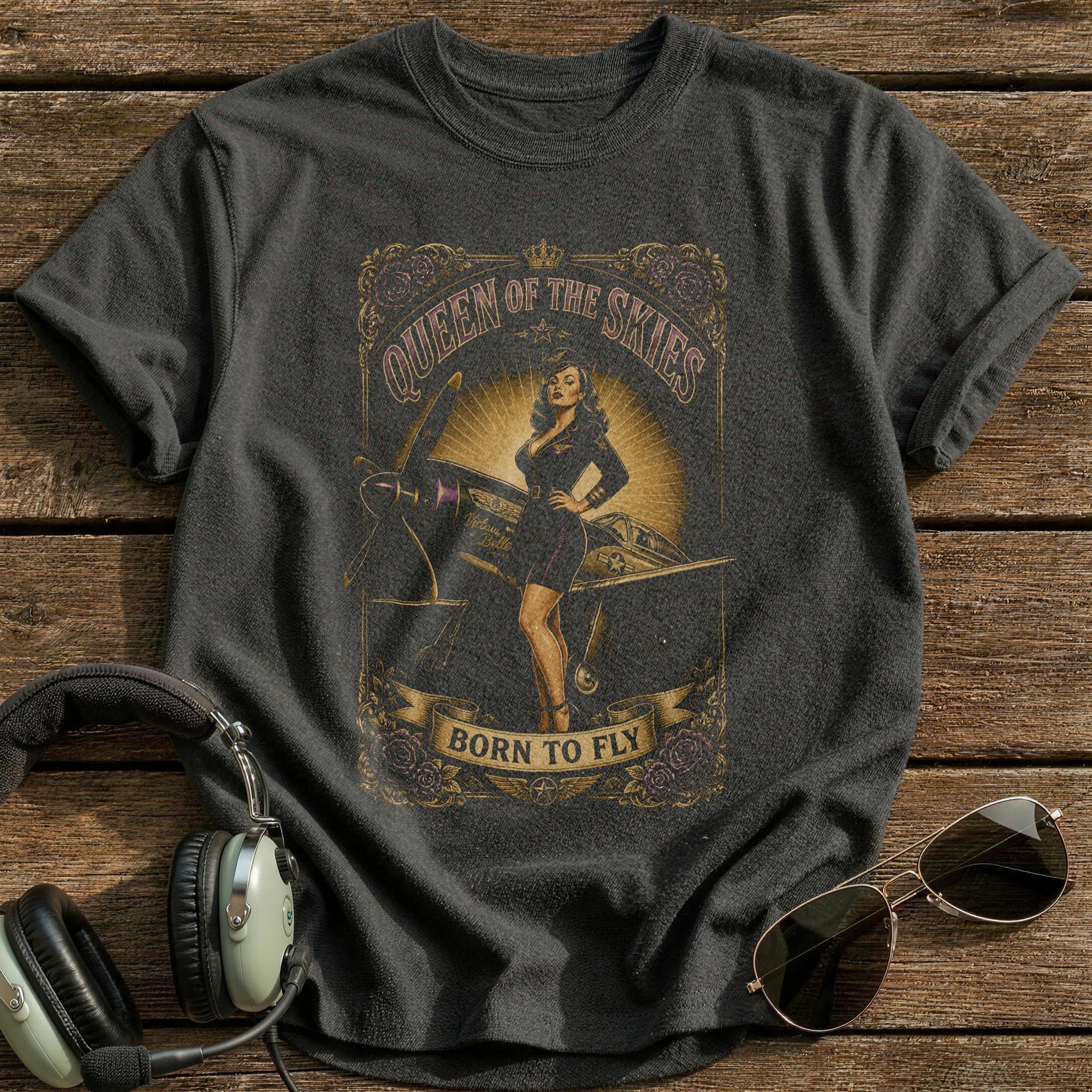 Queen Of The Skies T-Shirt - Charcoal