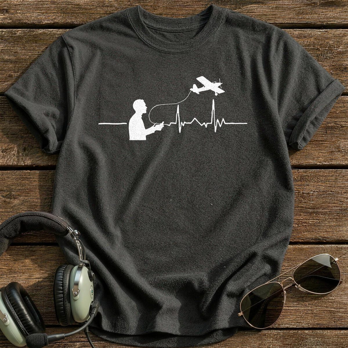 RC Plane Heartbeat T-Shirt - Charcoal