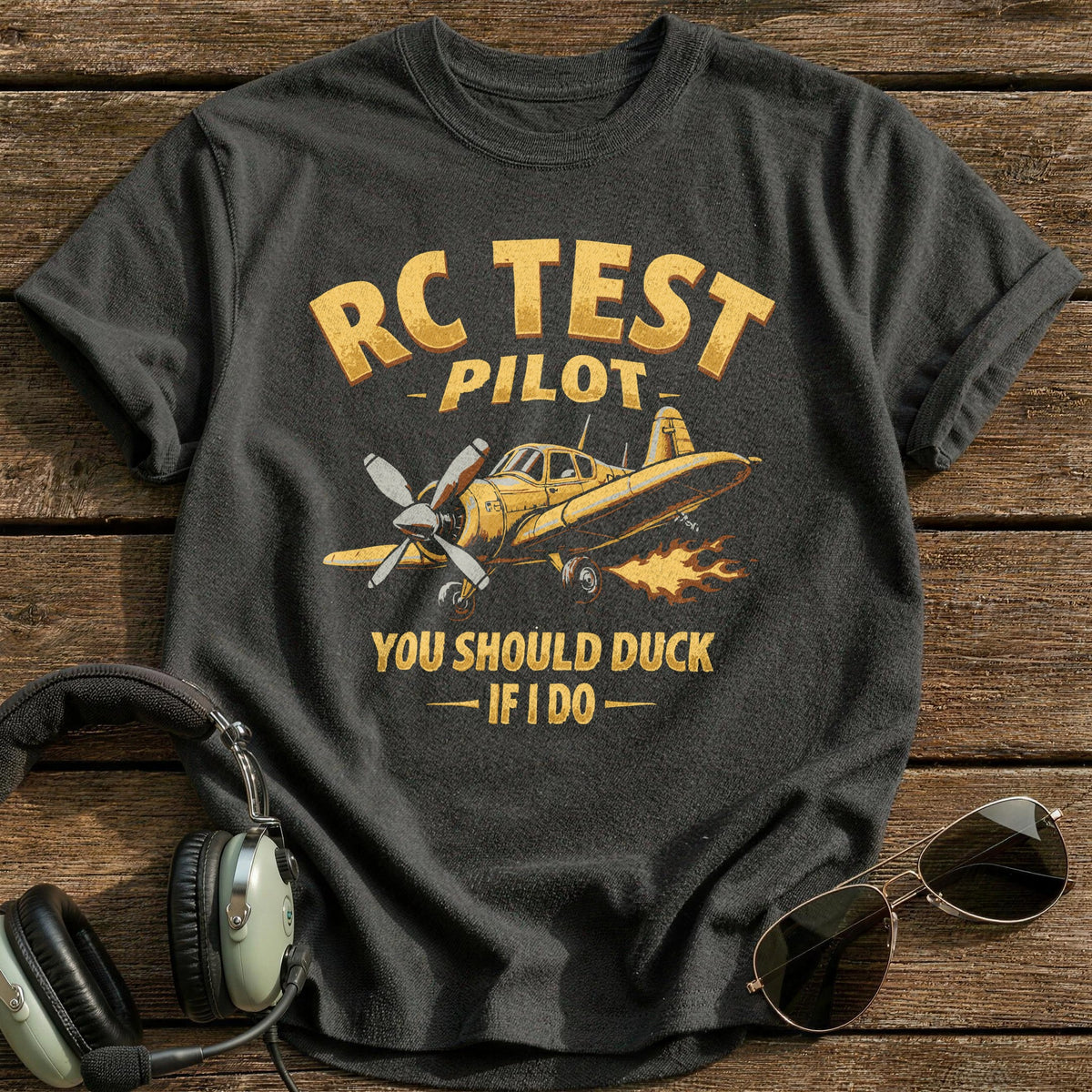 RC Test Pilot You Should Duck If I Do 2 T-Shirt - Charcoal