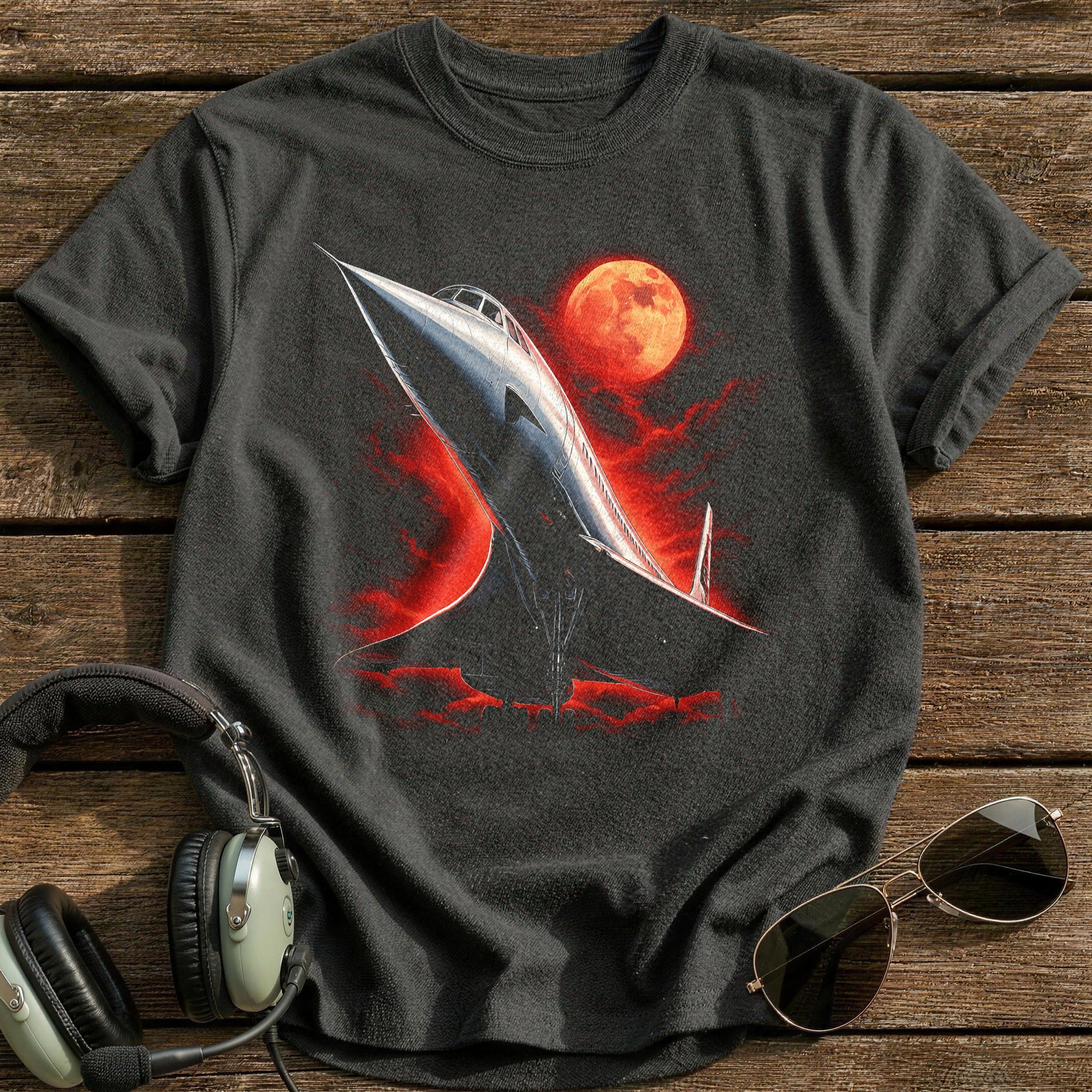 Red Moon Supersonic T-Shirt - Charcoal