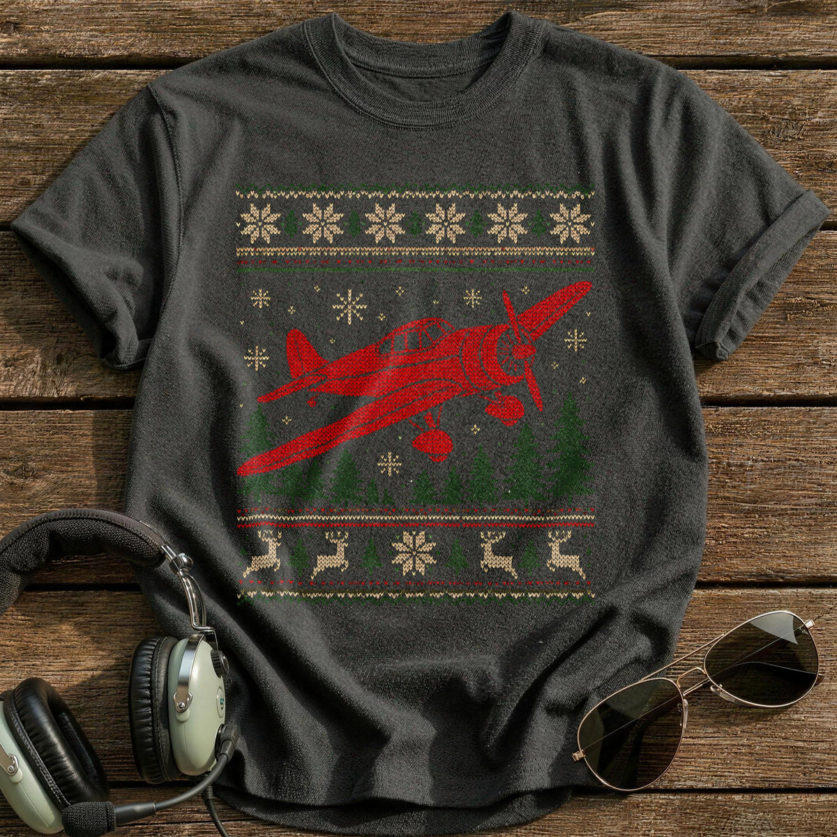 Red Plane Sweater 23 T-Shirt - Charcoal