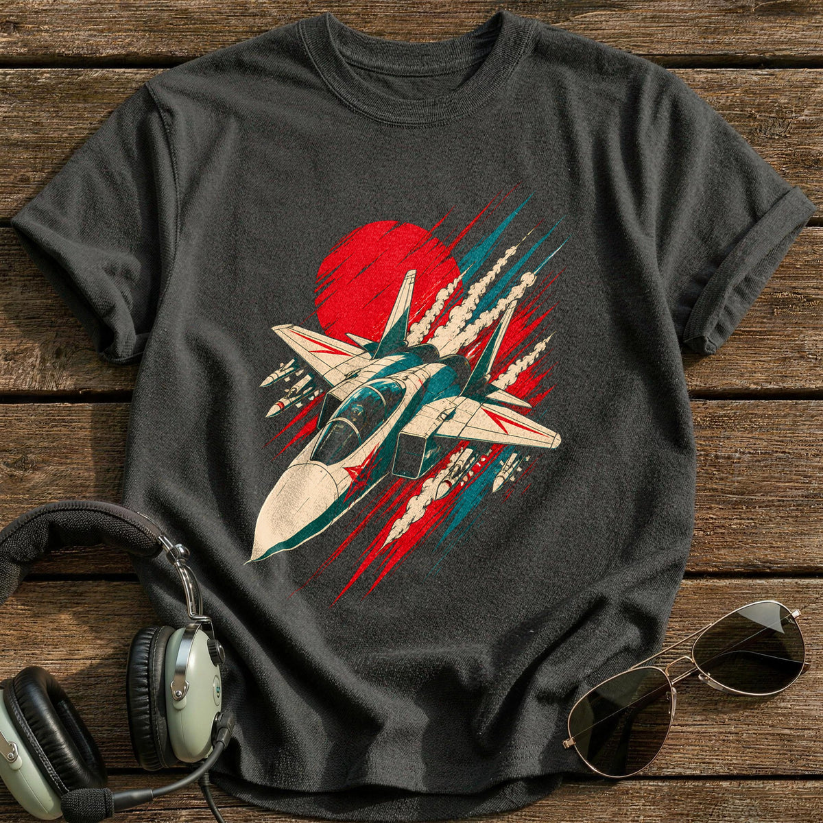 Red Sun Sortie T-Shirt - Charcoal