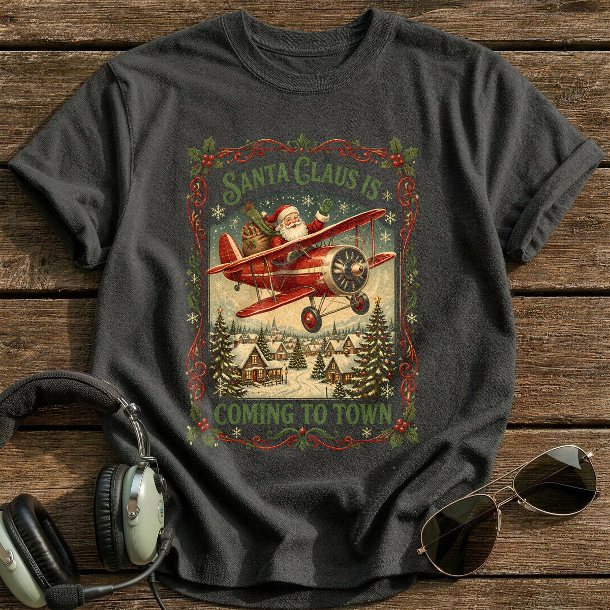 Santa Claus Is Coming To Town 53 T-Shirt - Charcoal