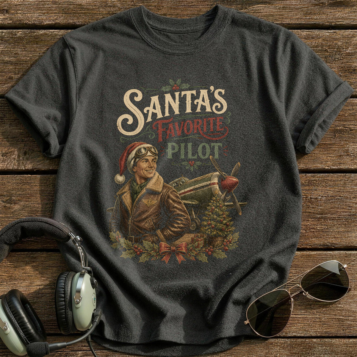 Santa's Favorite Pilot 69 T-Shirt - Charcoal