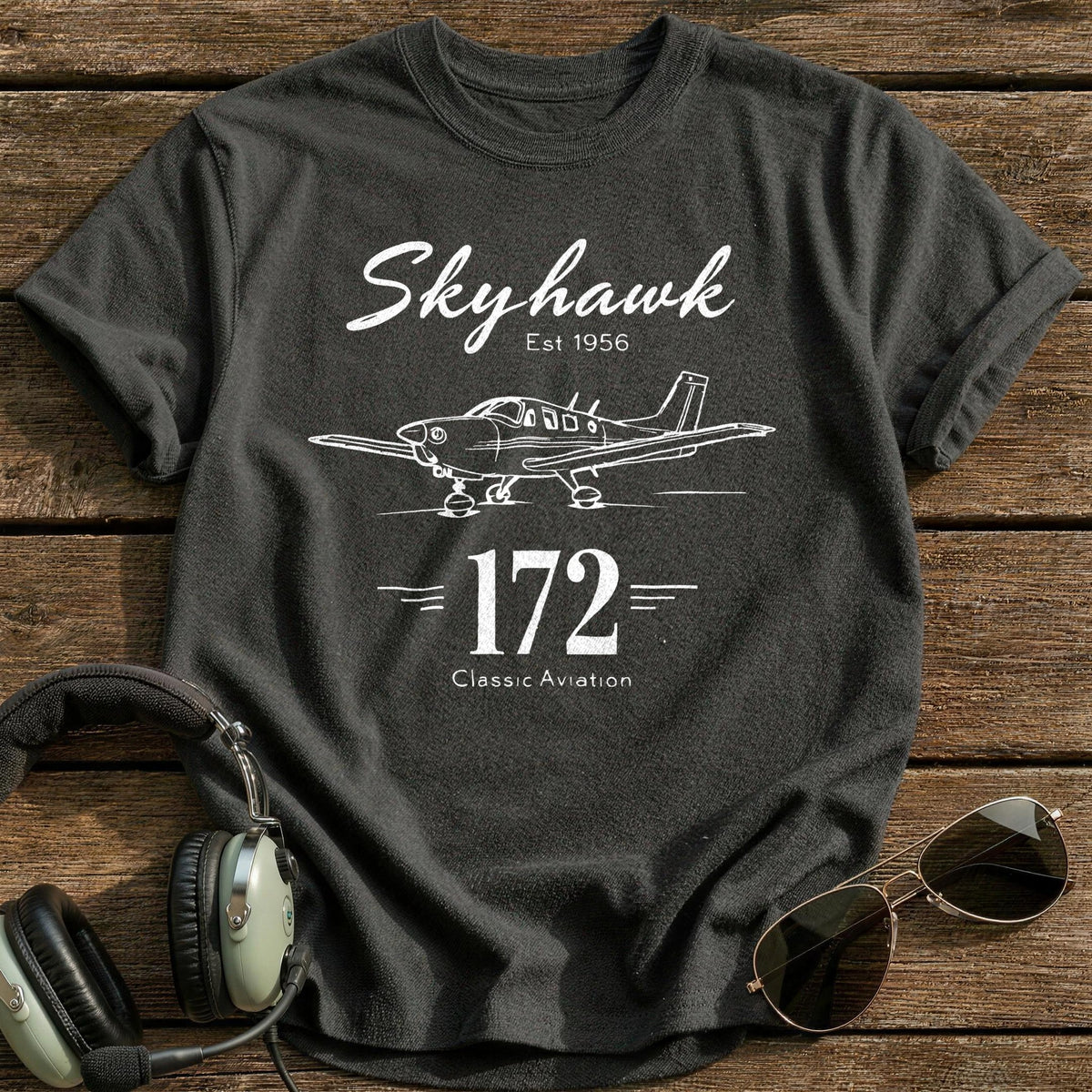 Skyhawk 172 Classic Aviation 2 T-Shirt - Charcoal