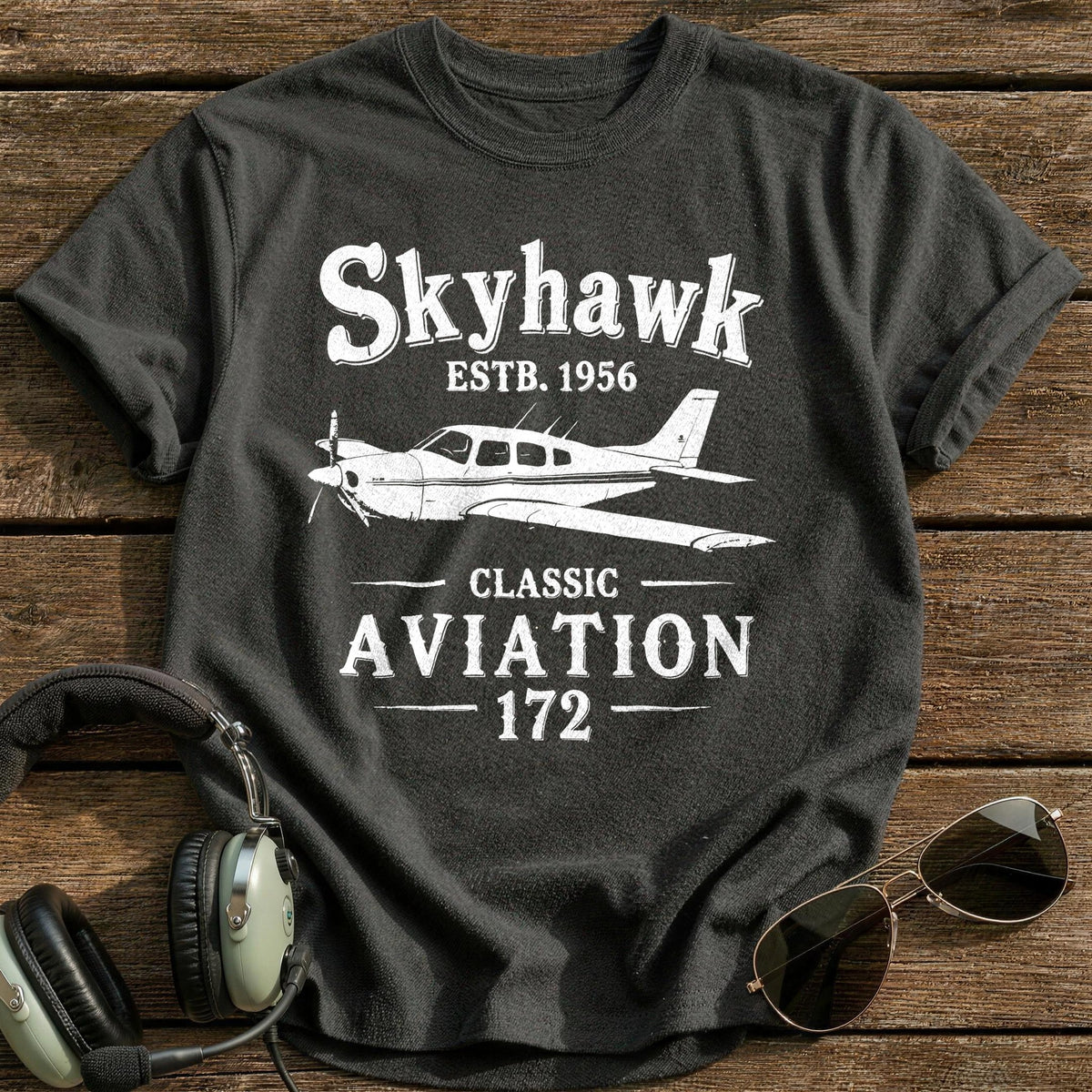 Skyhawk 172 Classic Aviation 3 T-Shirt - Charcoal