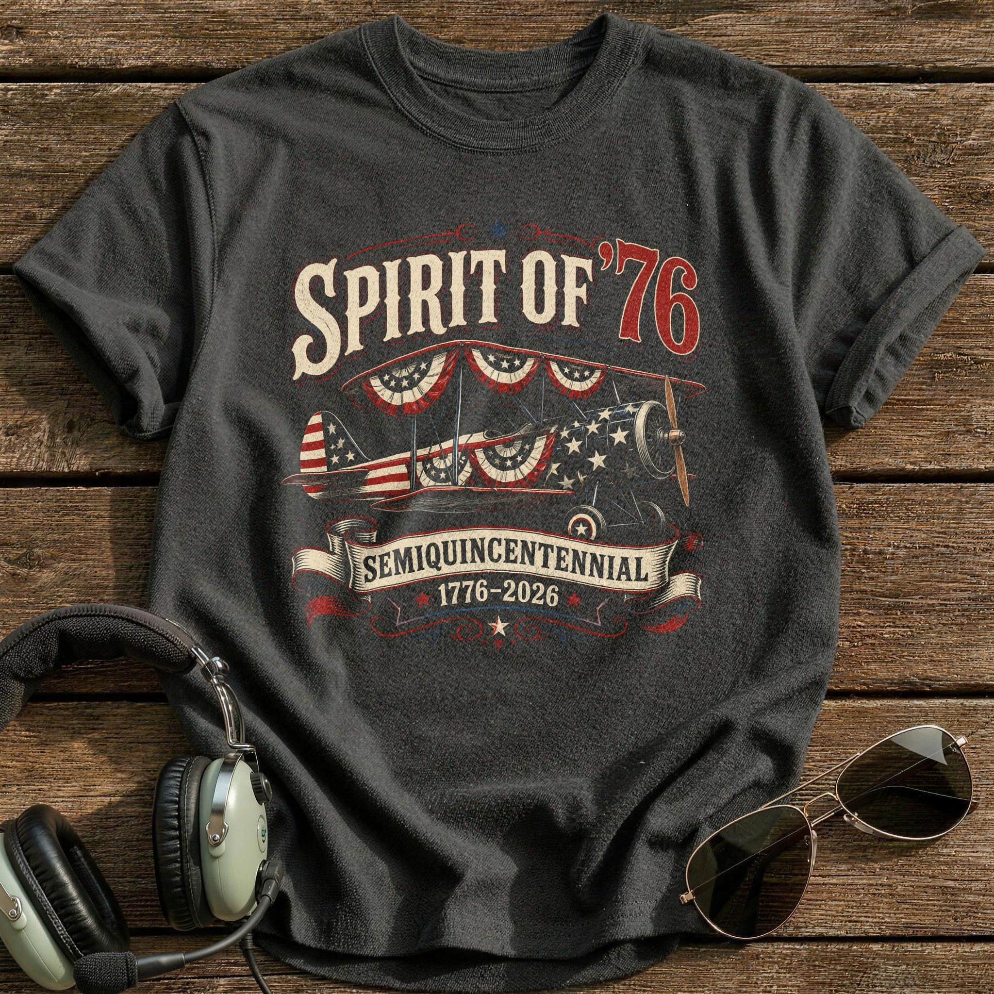 Spirit Of '76 Aviator T-Shirt - Charcoal