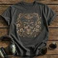 Squadron Skull Officer Cap Blossom T-Shirt - Charcoal