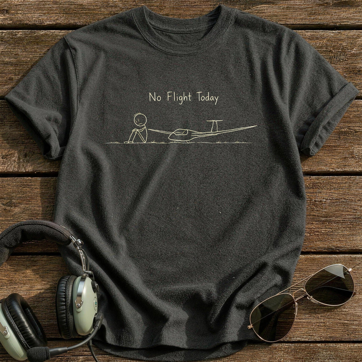 Stickman Glider No Flight Today 27 Kids T-Shirt - Charcoal