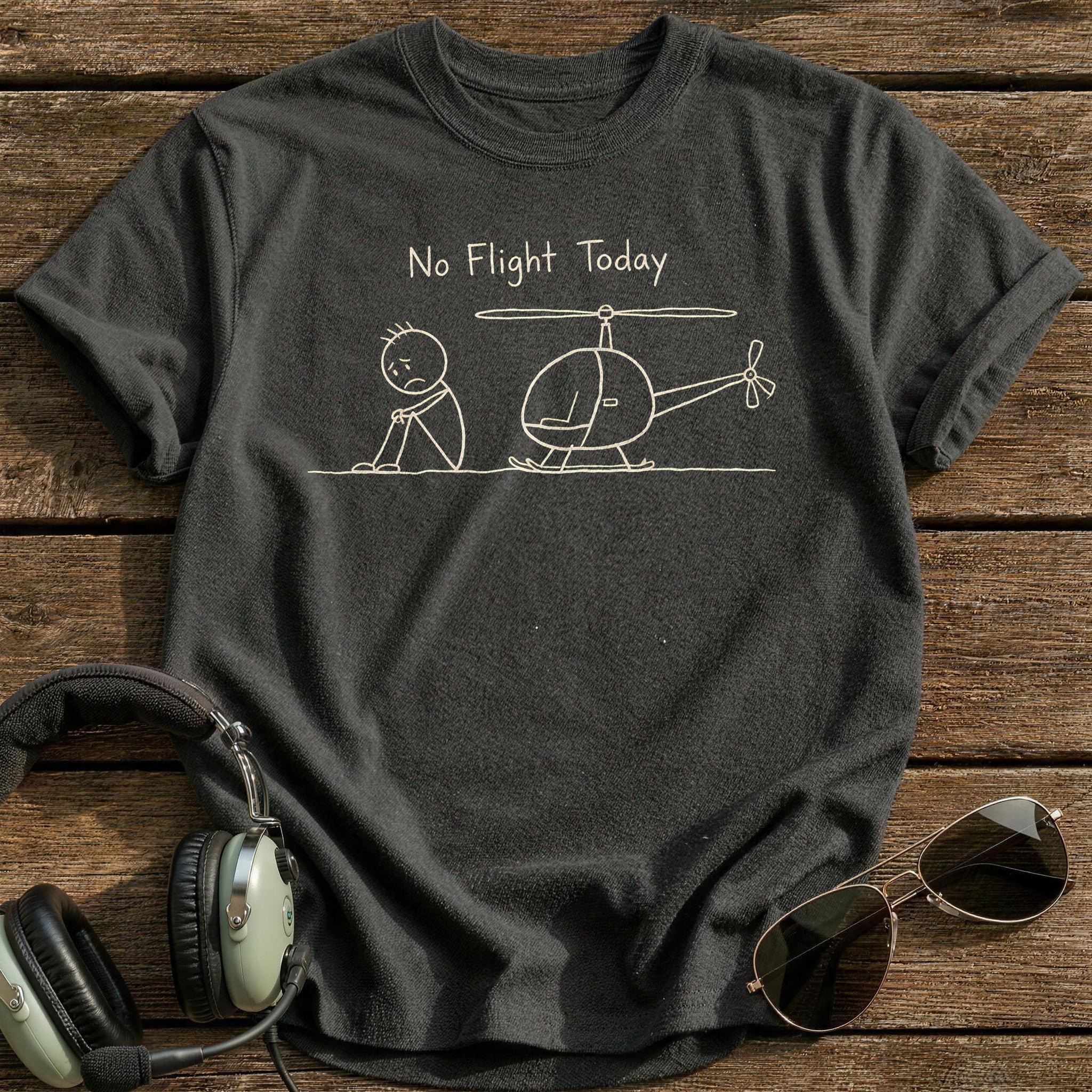 Stickman Helicopter No Flight Today 49 - Charcoal