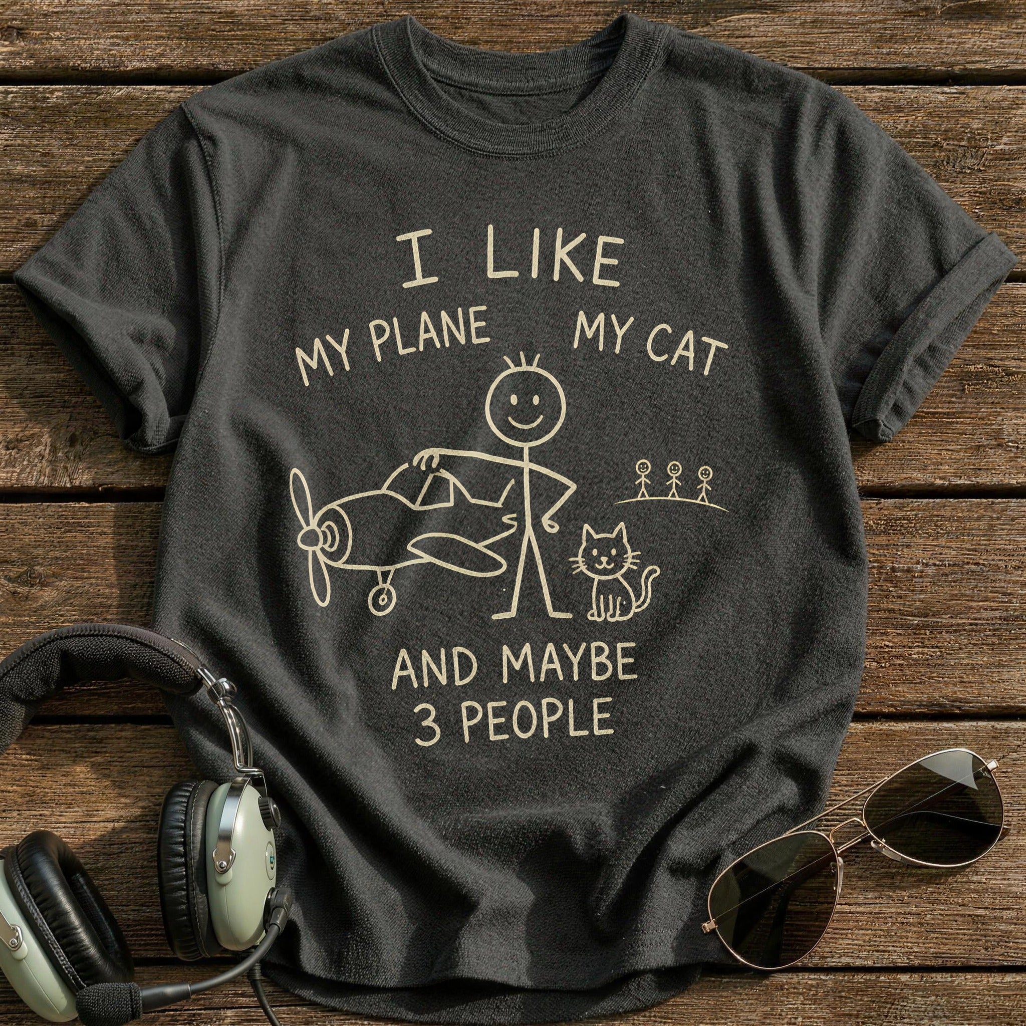 Stickman Plane Cat 98 - Charcoal