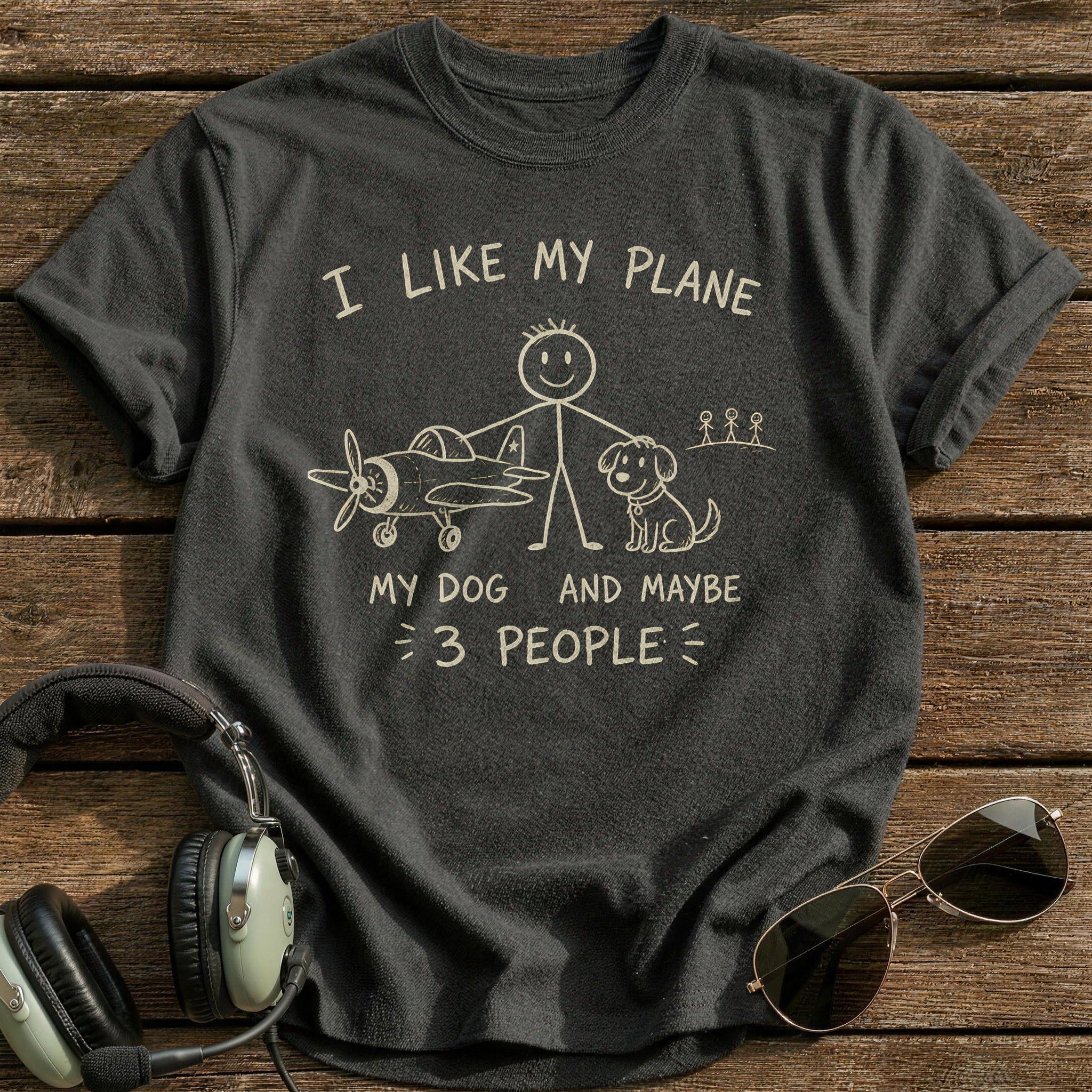 Stickman Plane Dog 71 - Charcoal