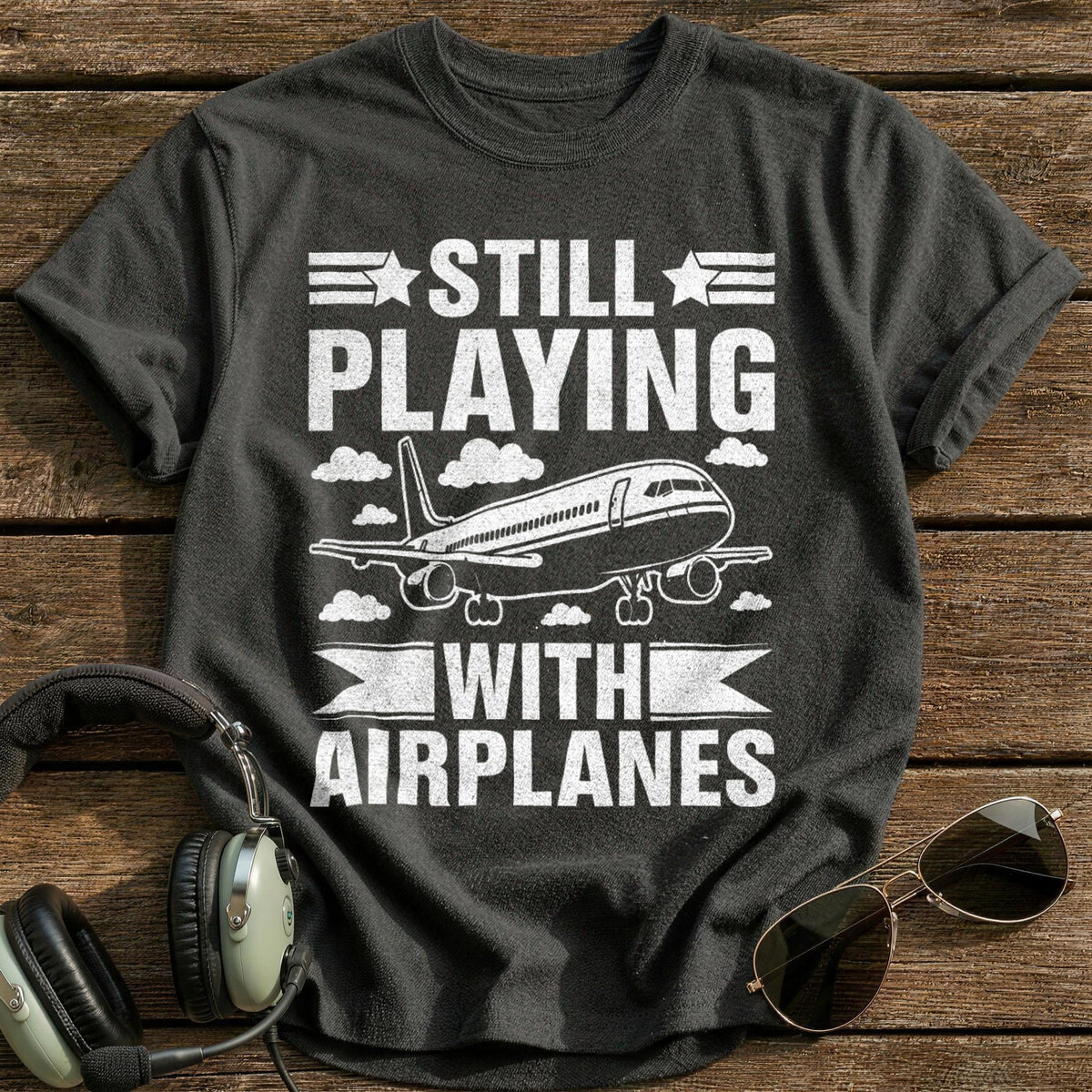 Still Playing With Airplanes T-Shirt - Charcoal