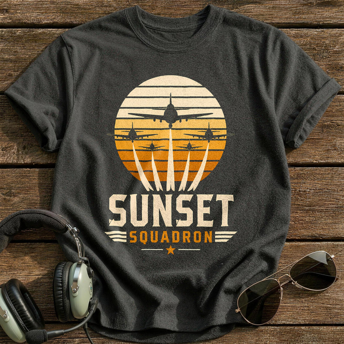 Sunset Squadron 69 T-Shirt - Charcoal