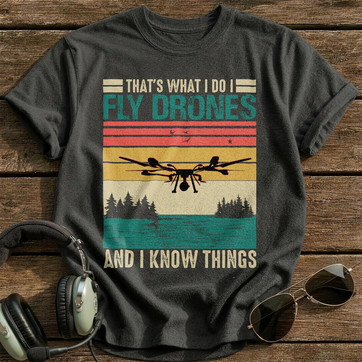 That's What I Do I Fly Drones And I Know Things 2 T-Shirt - Charcoal