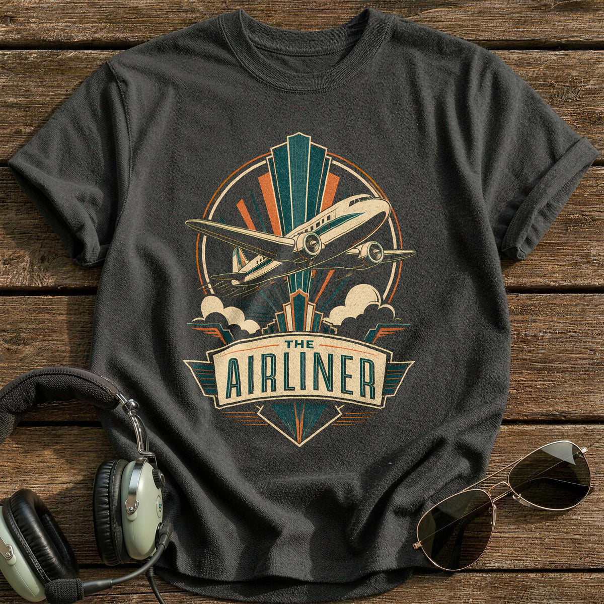 The Airliner Deco 47 T-Shirt - Charcoal