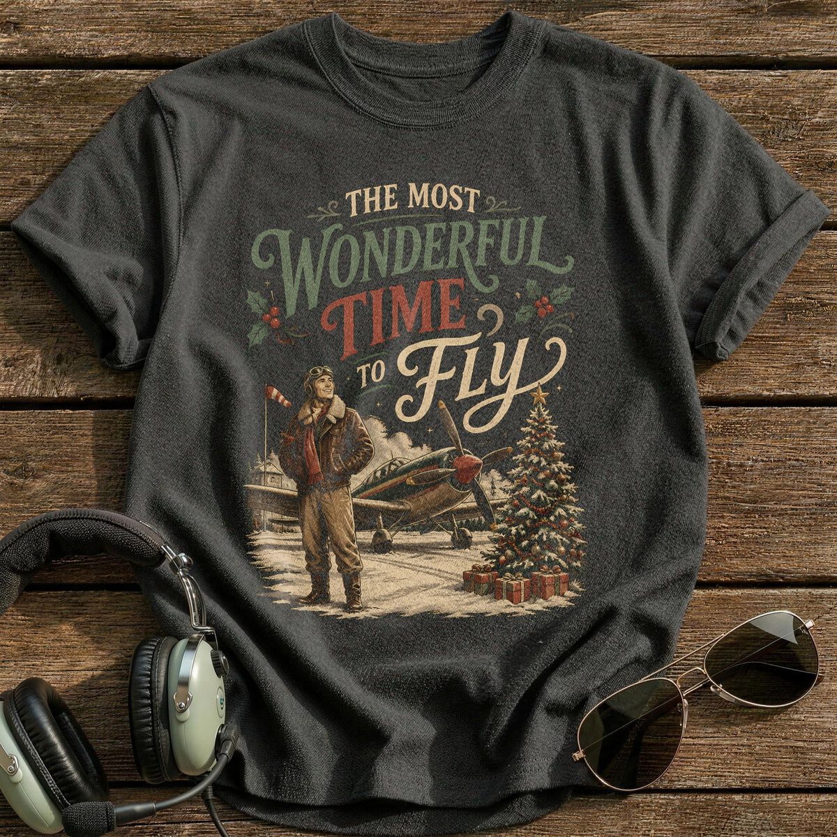 The Most Wonderful Time To Fly 68 T-Shirt - Charcoal