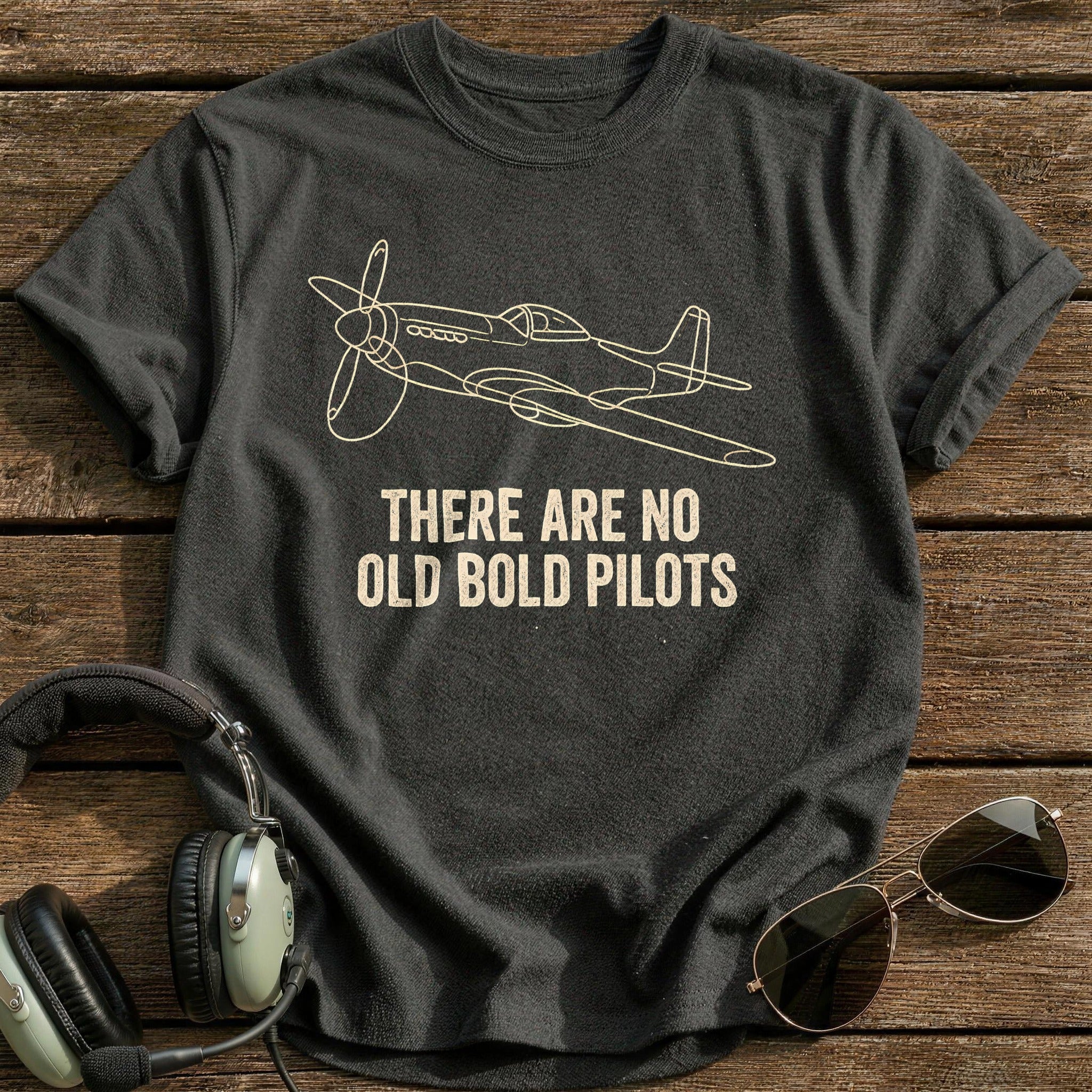 There Are No Old Bold Pilots 66 T-Shirt - Charcoal