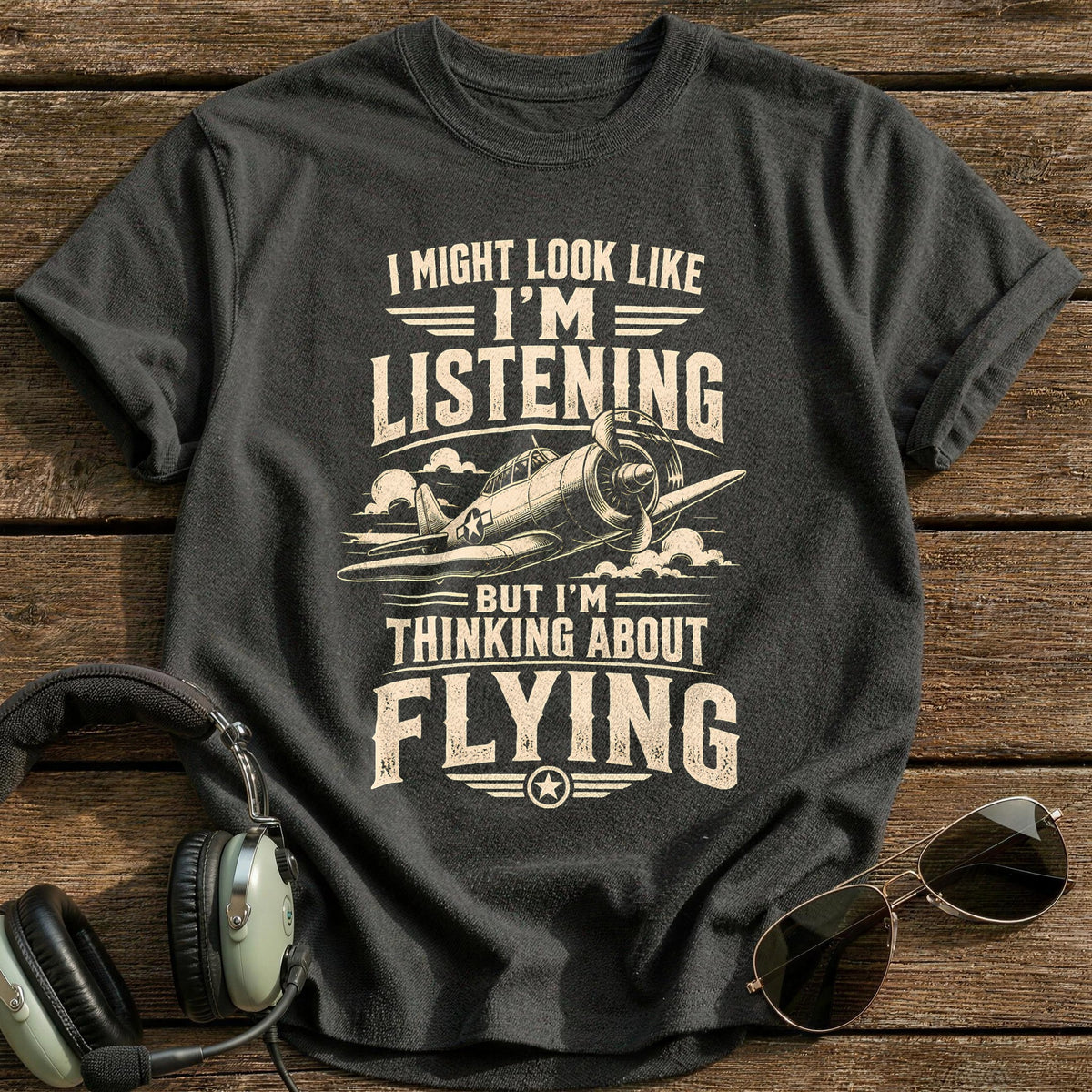 Thinking About Flying 45 T-Shirt - Charcoal