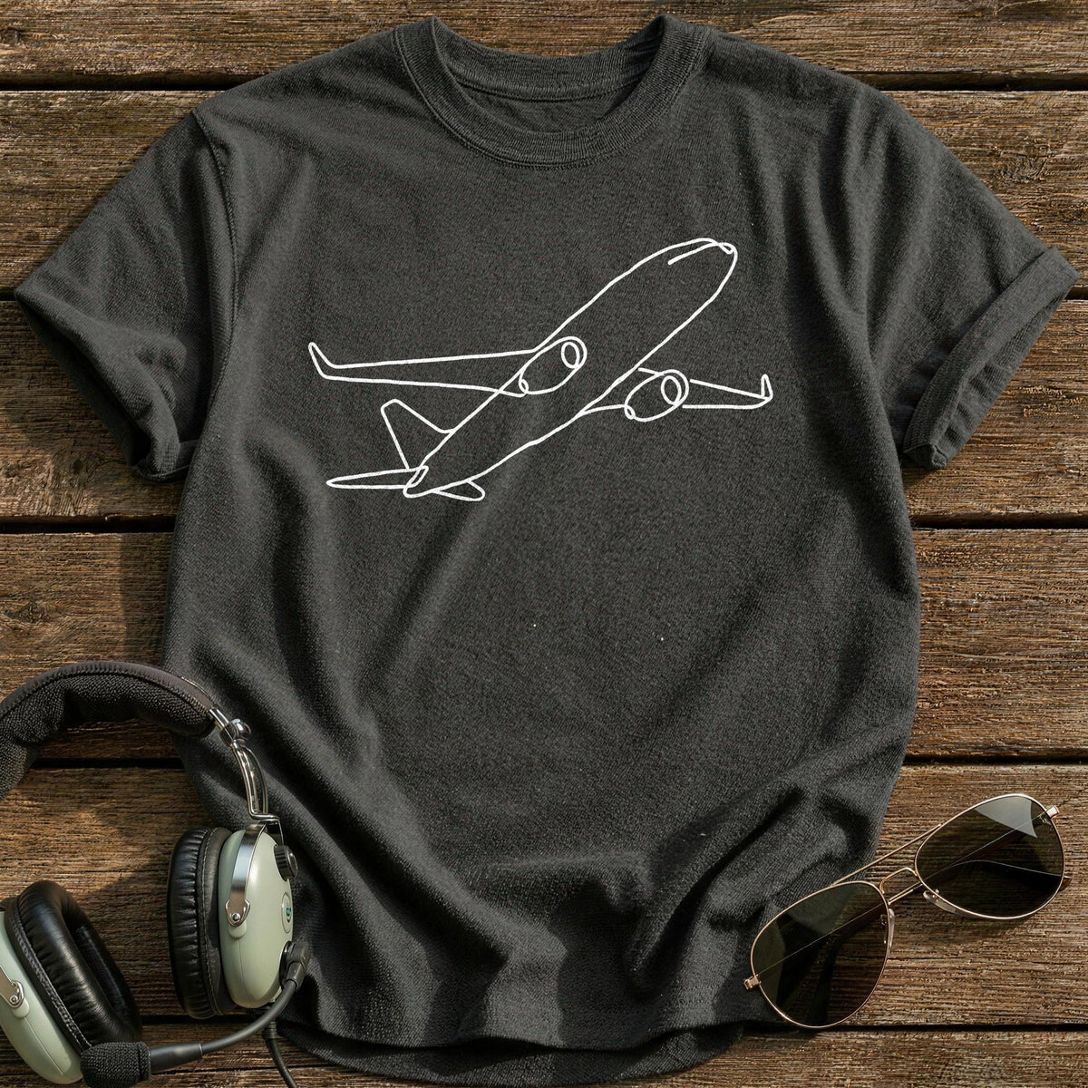 Twin Engine Line Study T-Shirt - Charcoal