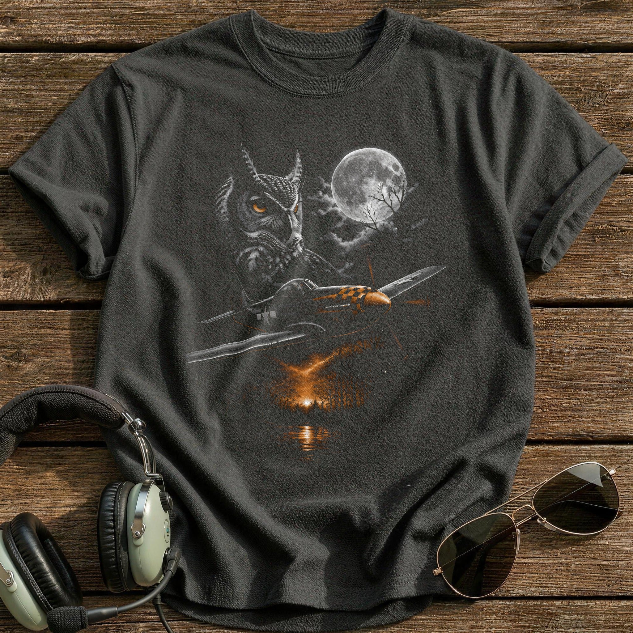 Warbird Owl Autumn Trees 92 - Charcoal