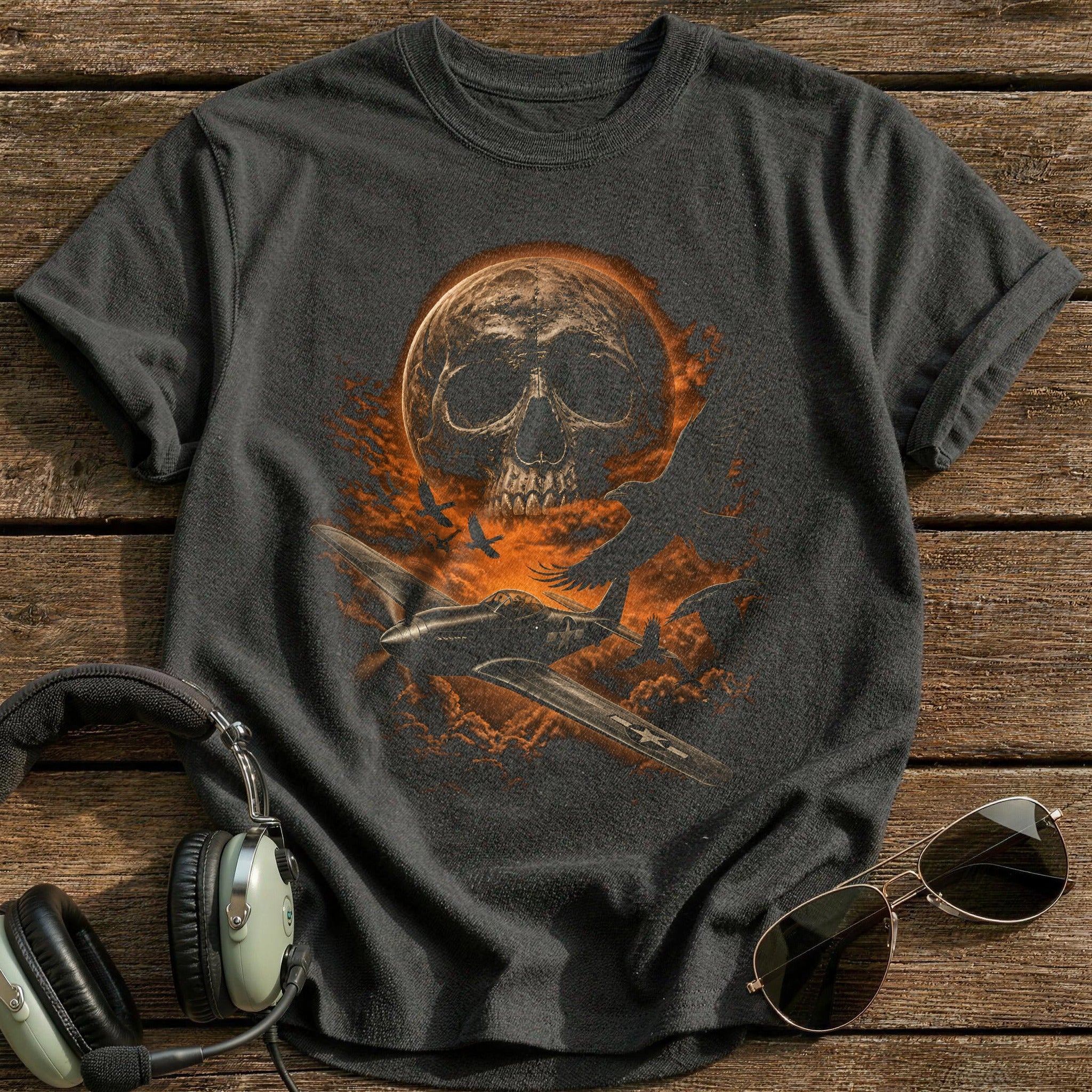 Warbird Skull Moon Crows 72 - Charcoal