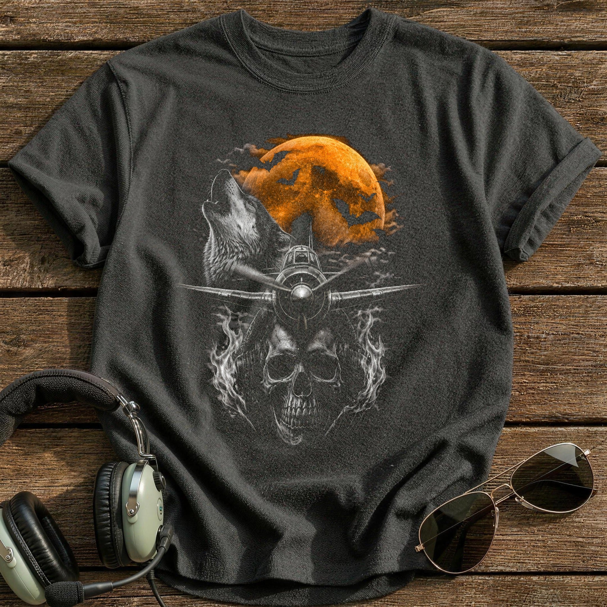 Warbird Wolf Flaming Skull 60 - Charcoal