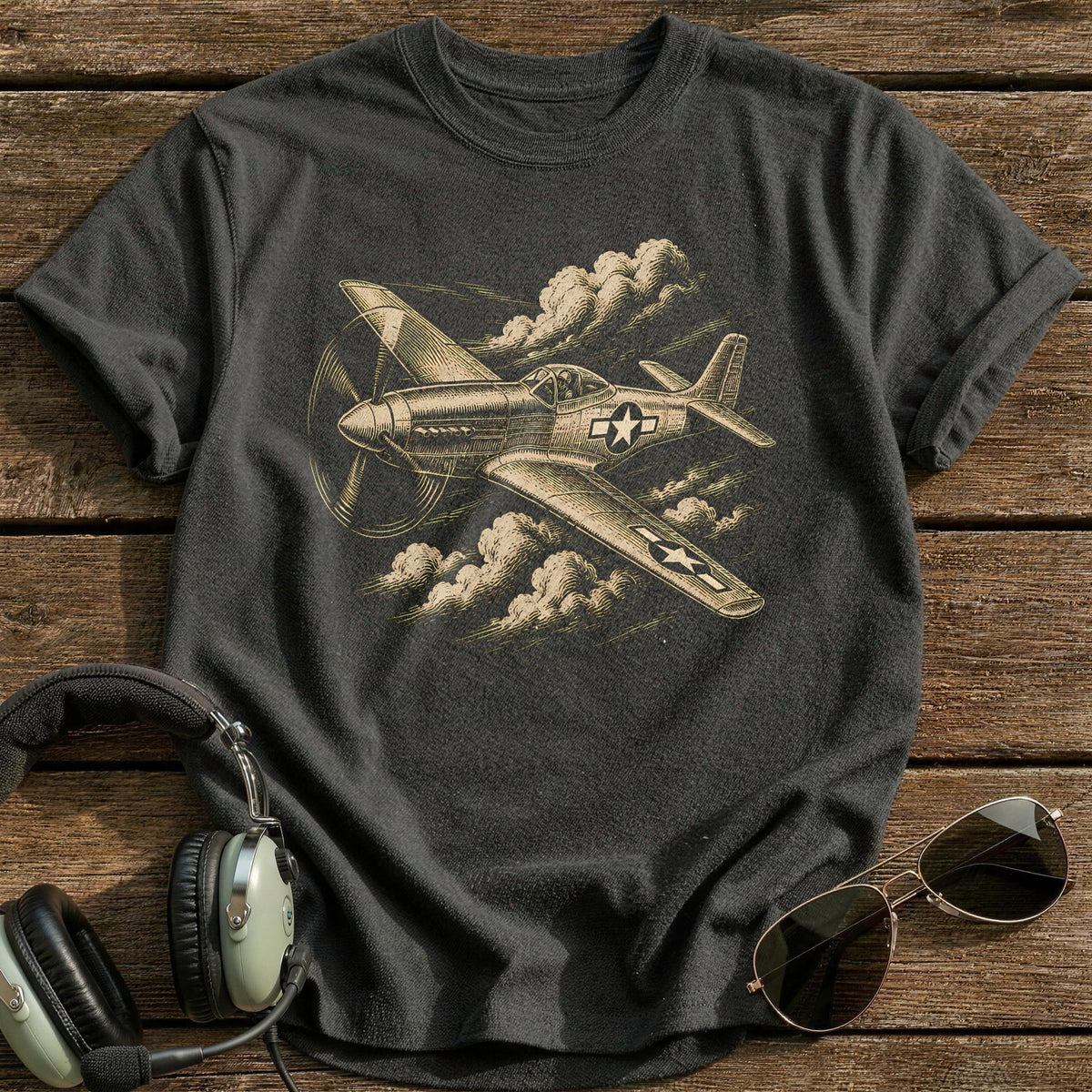 Warbird Woodcut T-Shirt - Charcoal