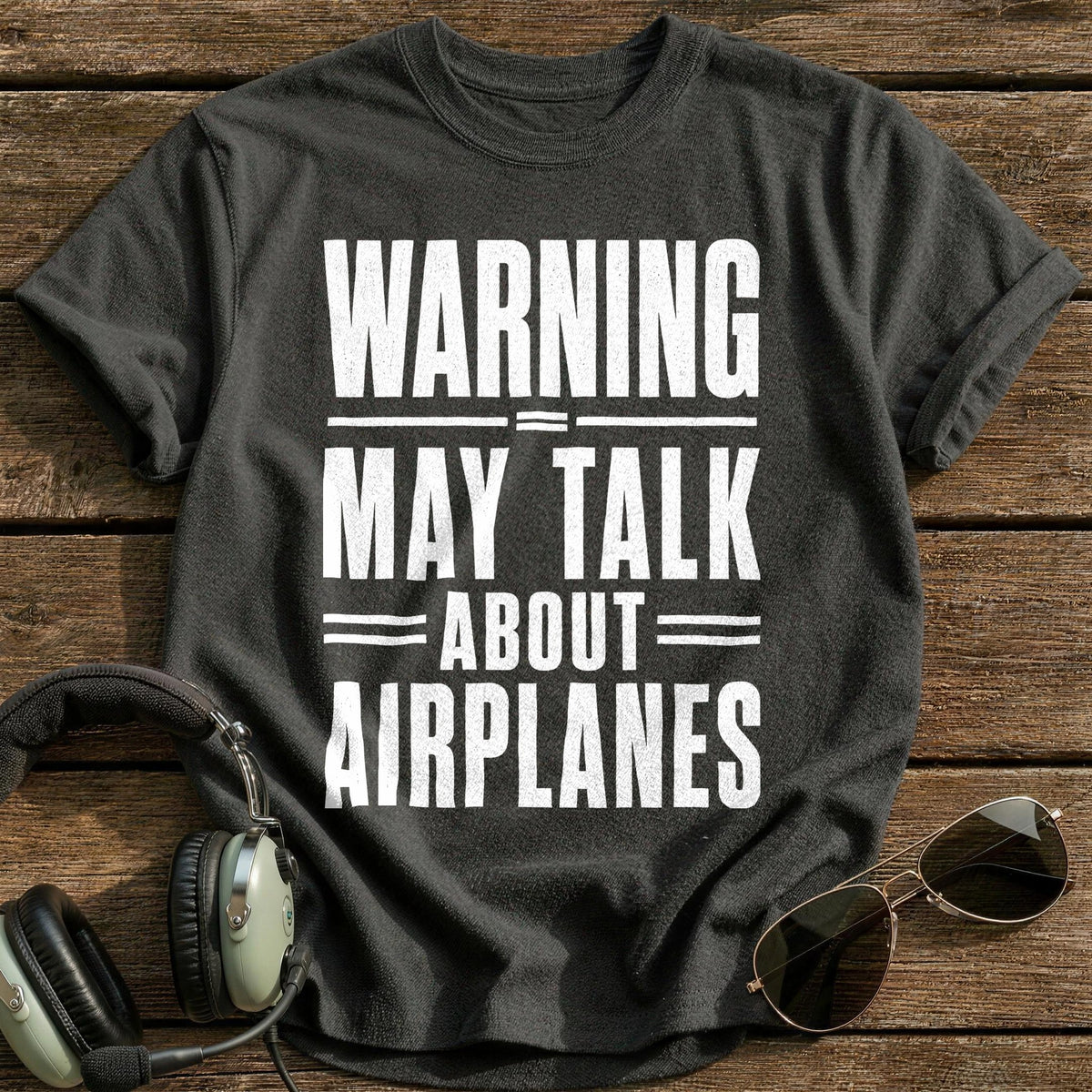 Warning Talk Airplanes 53 T-Shirt - Charcoal
