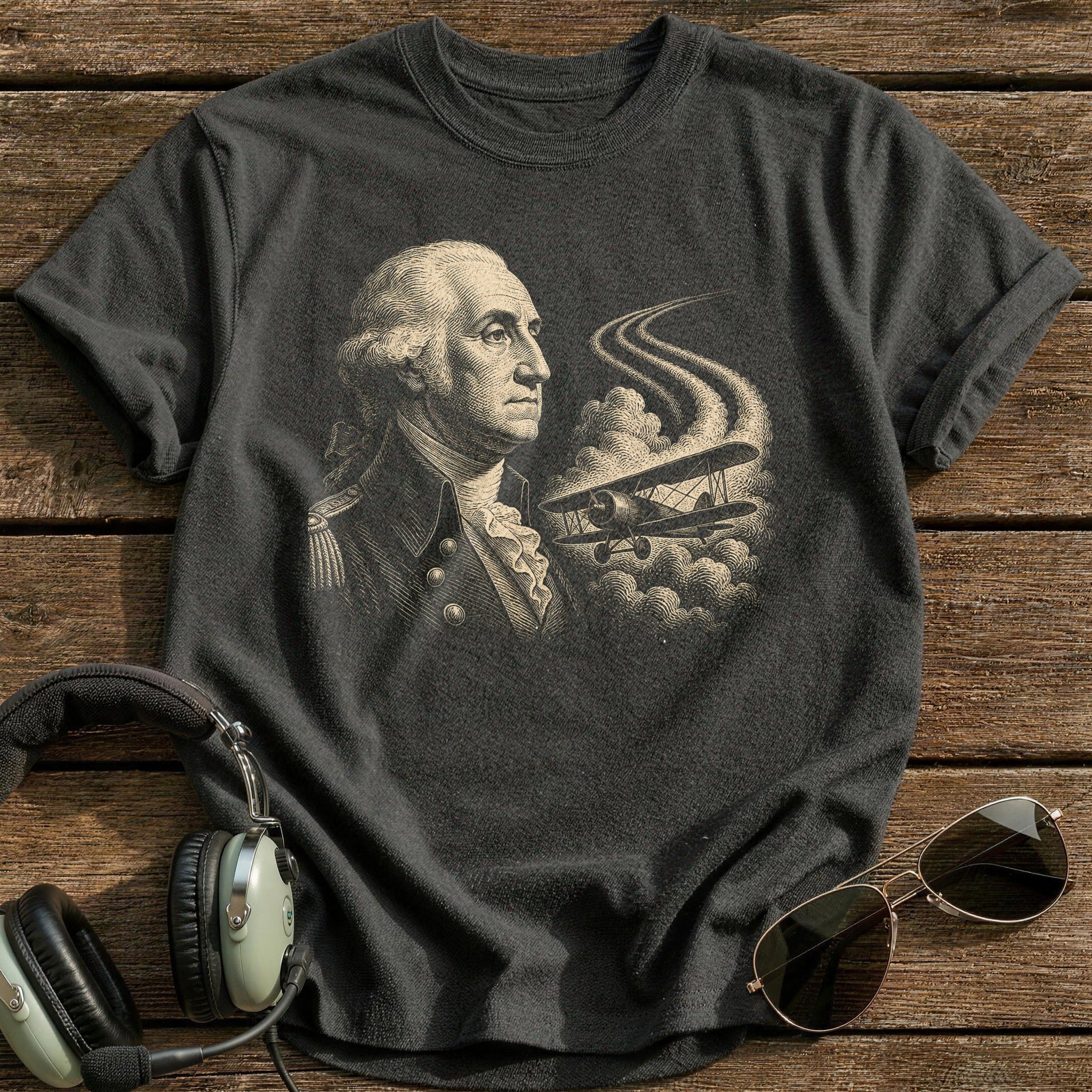Washington Aviator Portrait T-Shirt - Charcoal