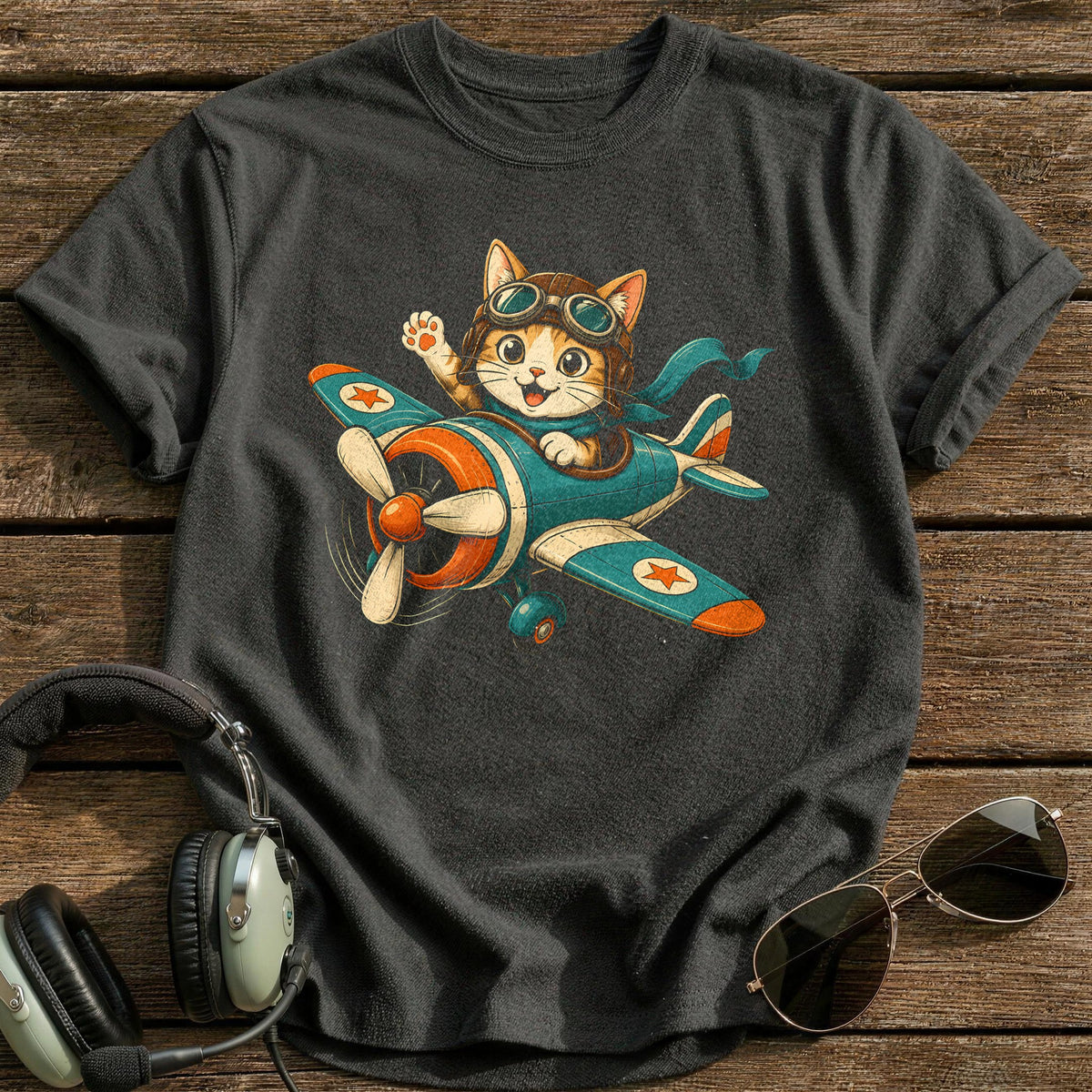 Whiskers & Goggles T-Shirt - Charcoal