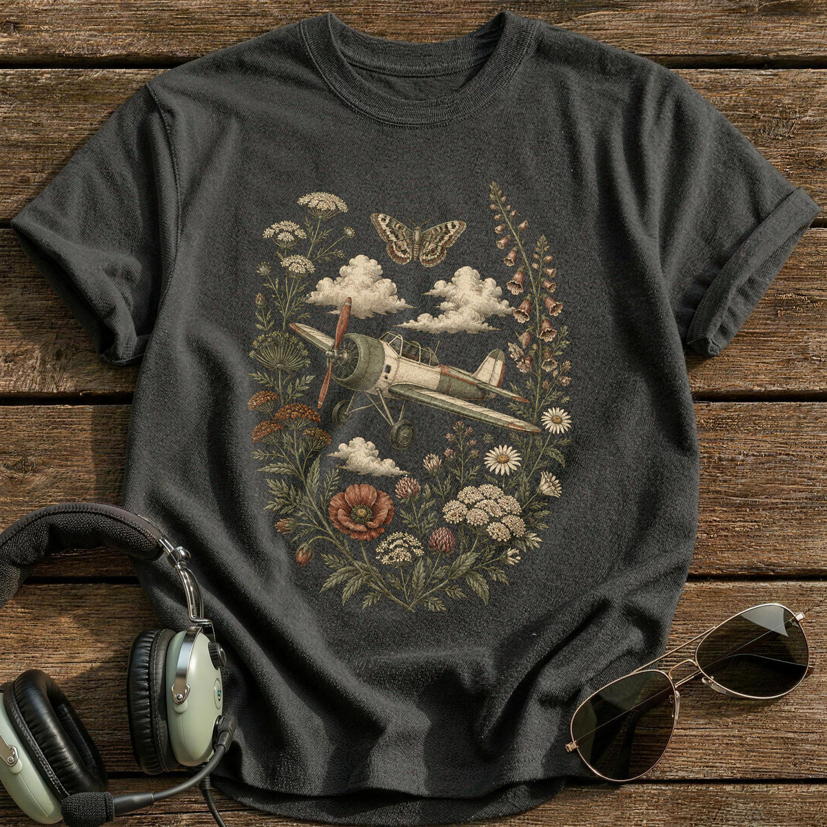 Wildflower Flight T-Shirt - Charcoal