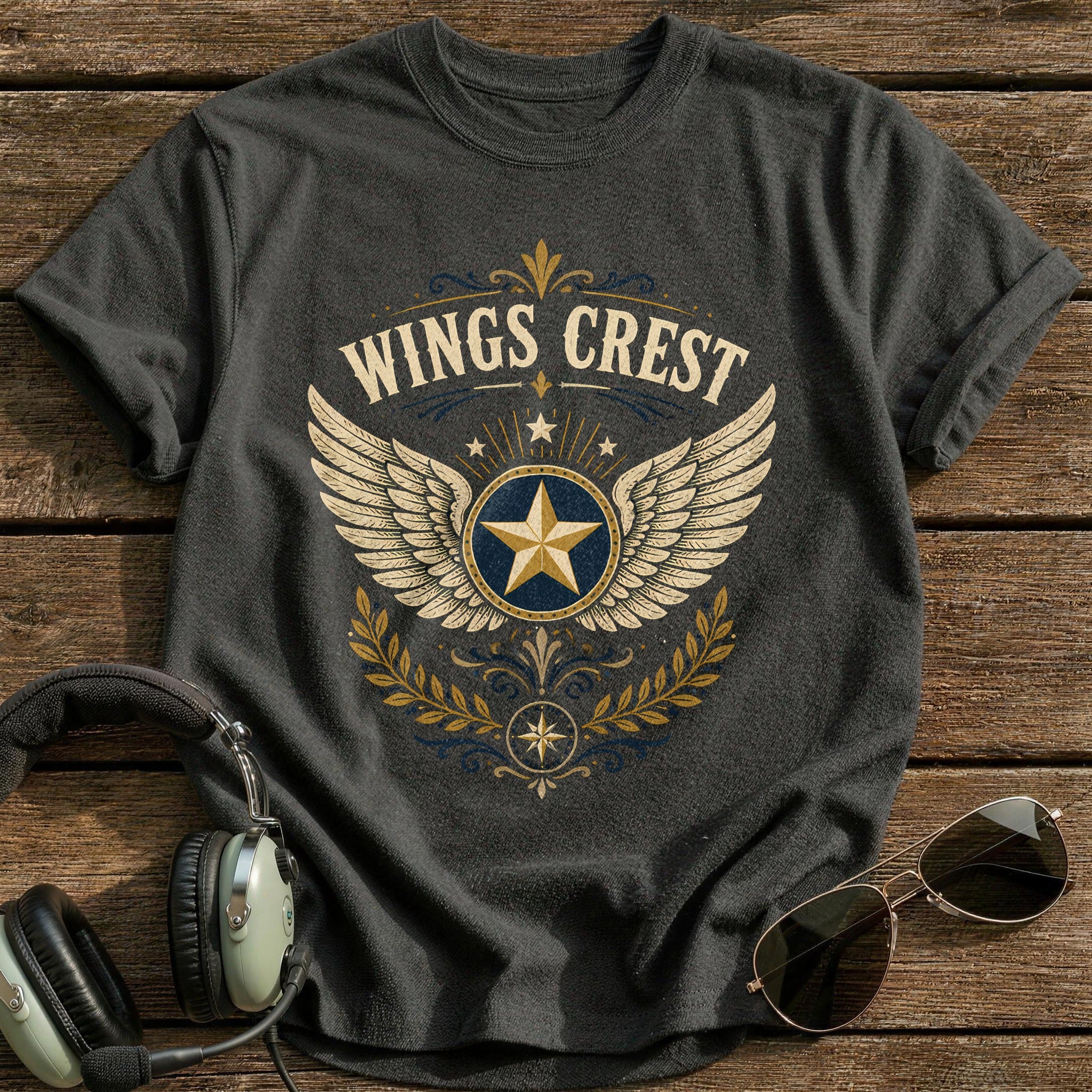 Wings Crest Folk 22 T-Shirt - Charcoal