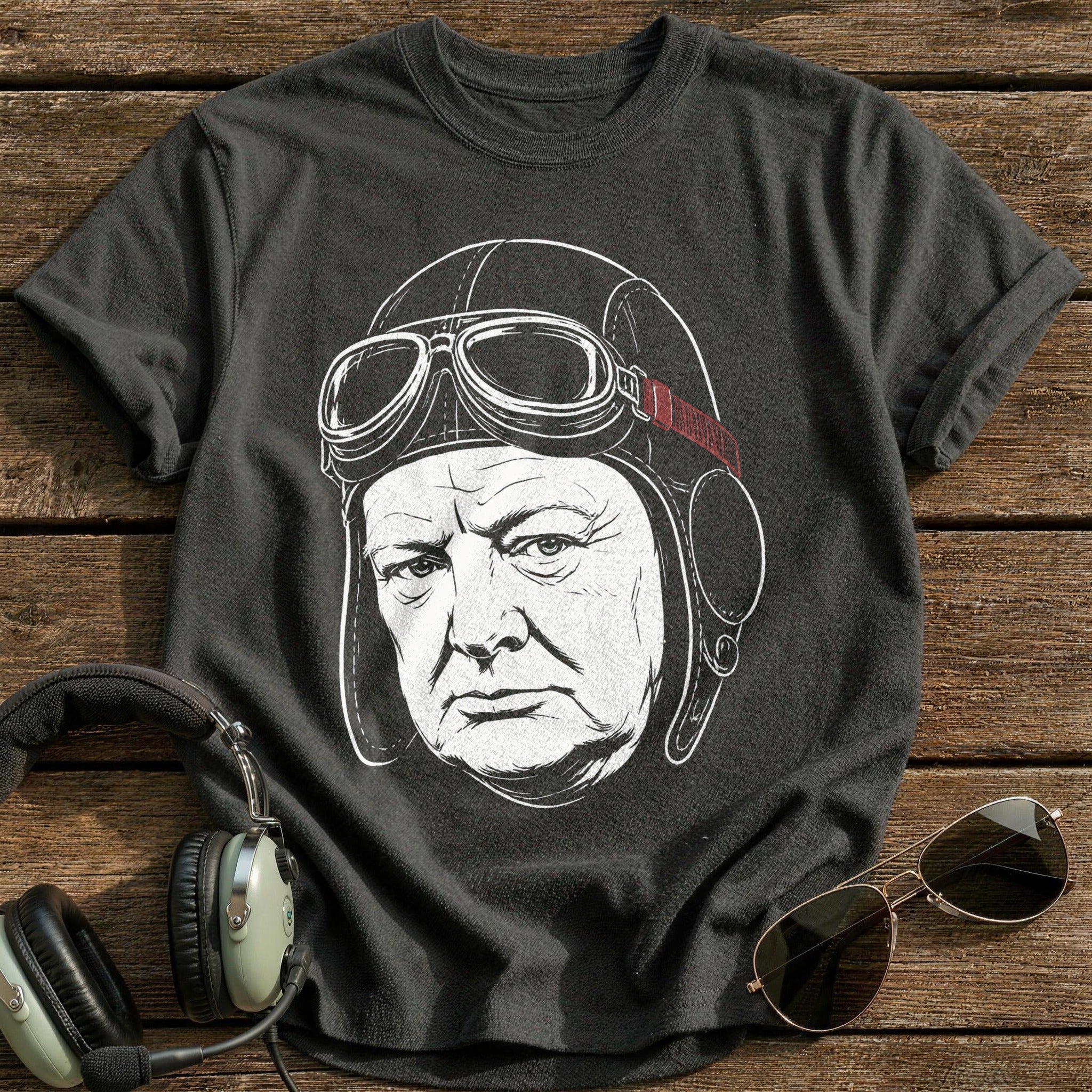 Winston Churchill Aviator (Muted Red) T-Shirt - Charcoal