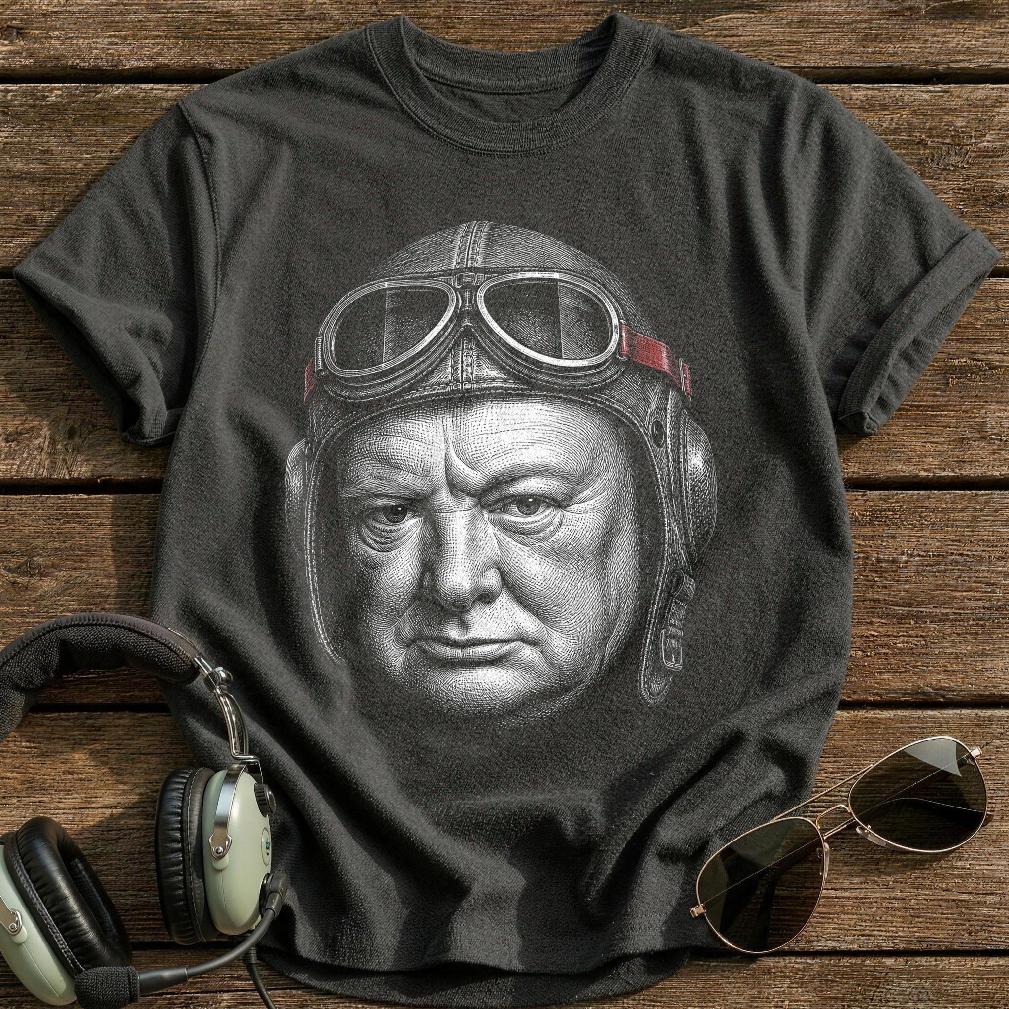 Winston Churchill Aviator (Muted Red) T-Shirt - Charcoal