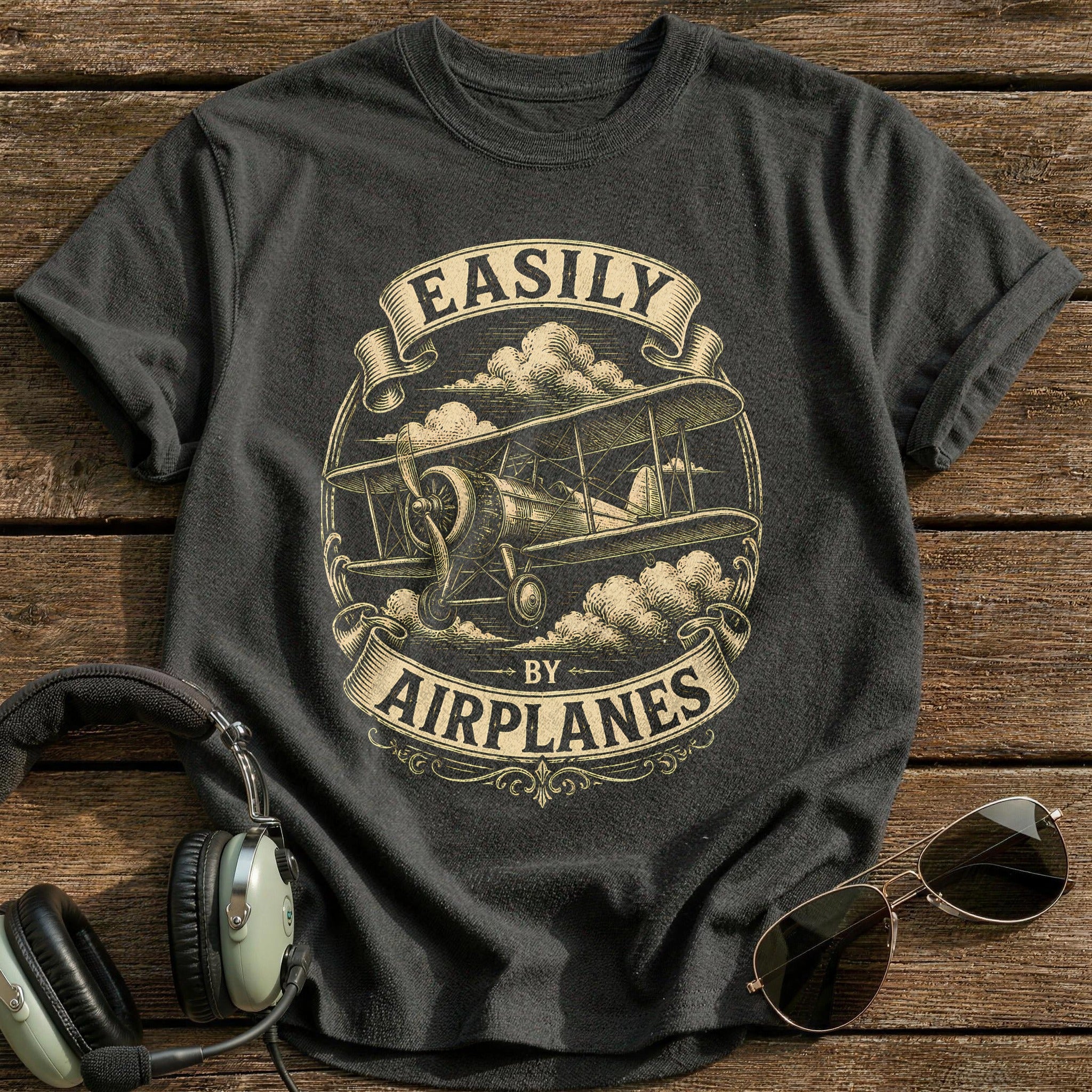 Woodcut Biplane 88 - Charcoal