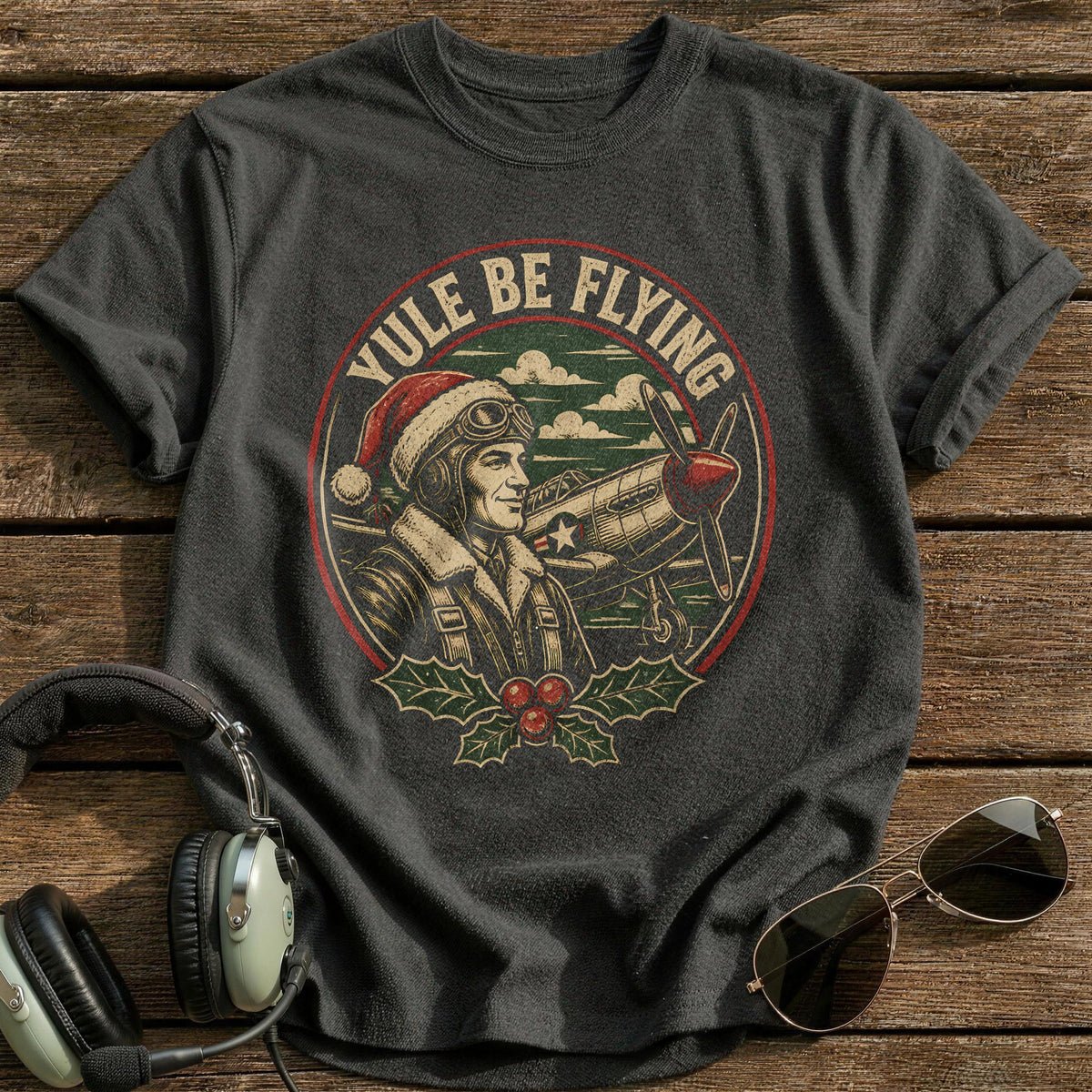Yule Be Flying 86 T-Shirt - Charcoal