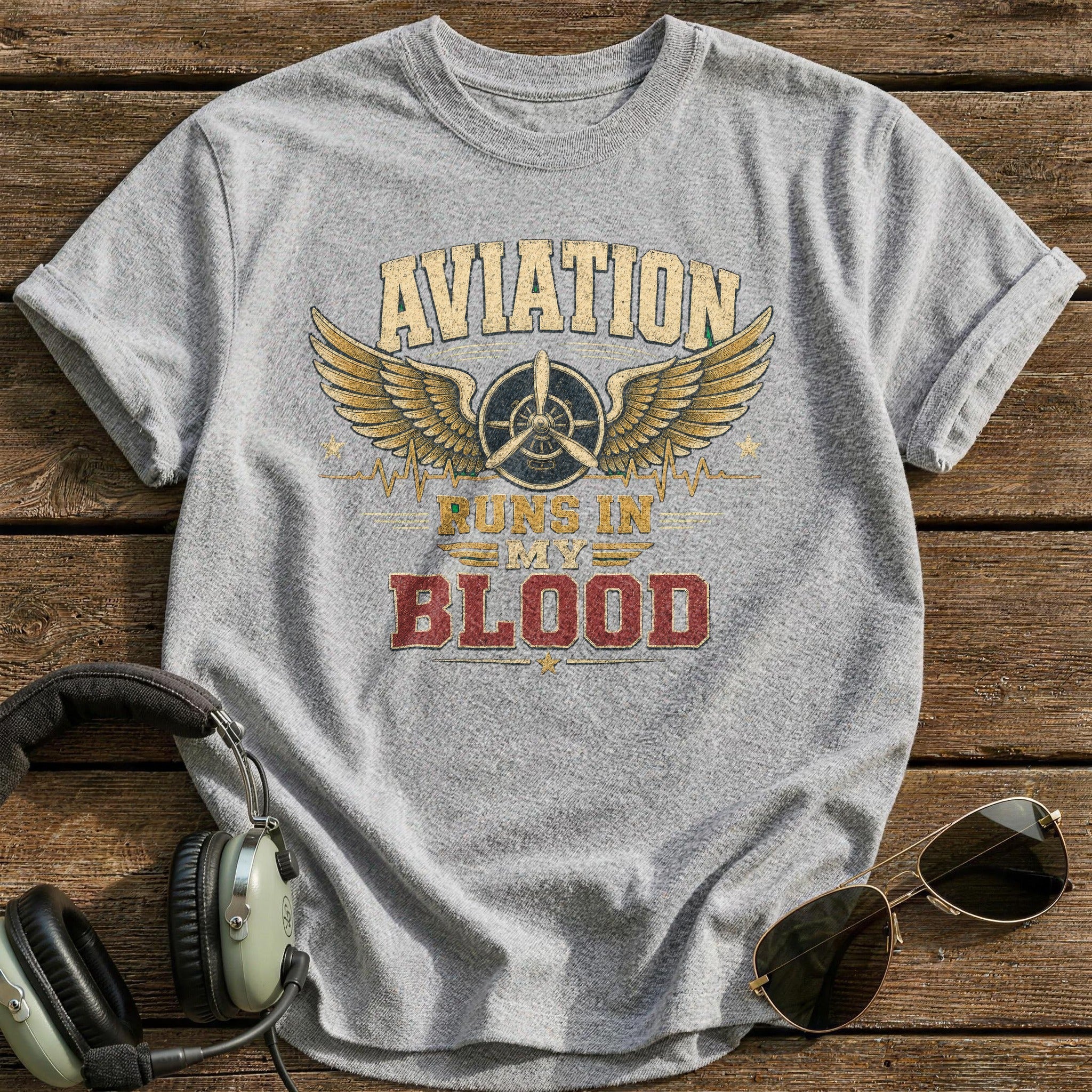 Aviation Runs Deep T-Shirt - Sport Grey