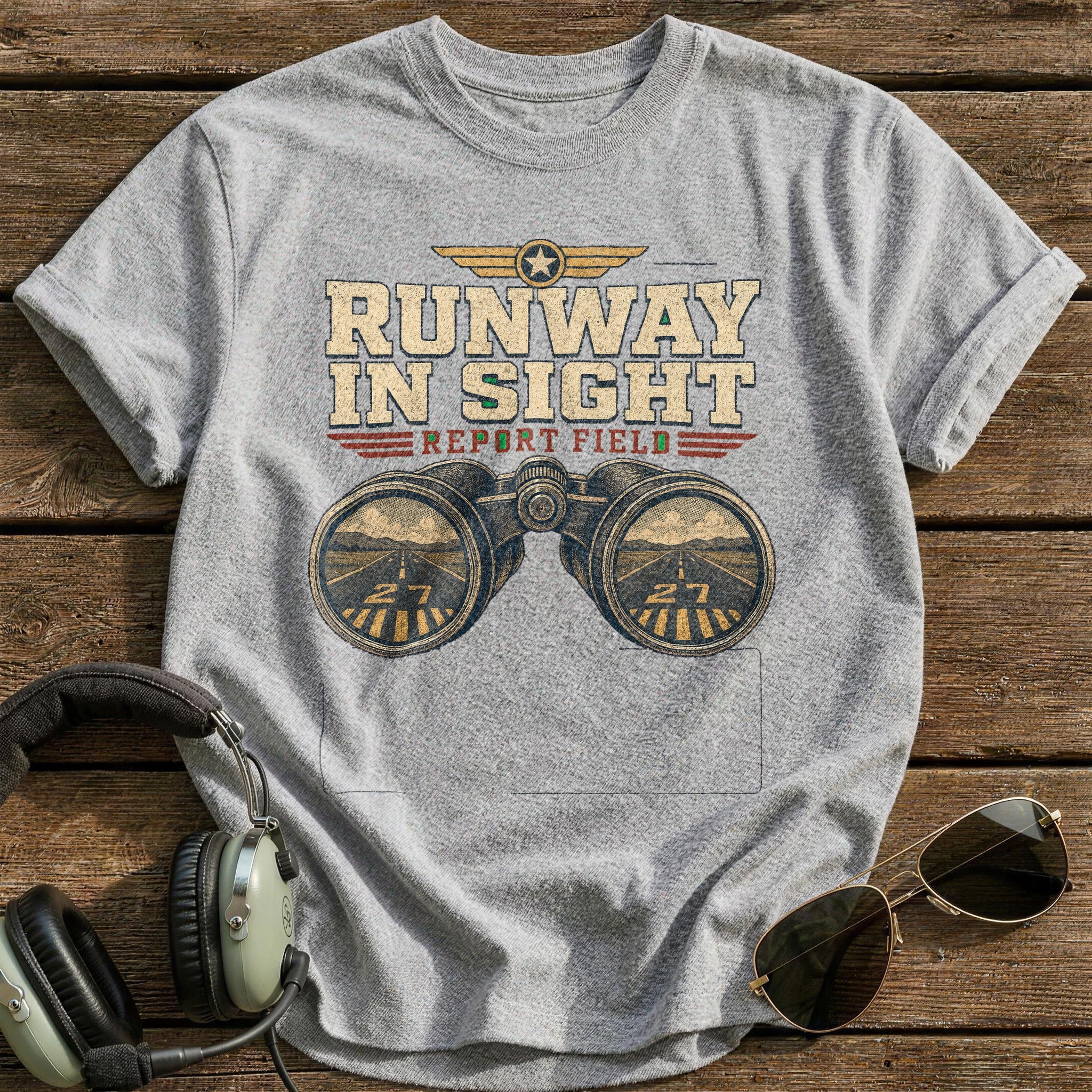 Binoculars On Final T-Shirt - Sport Grey