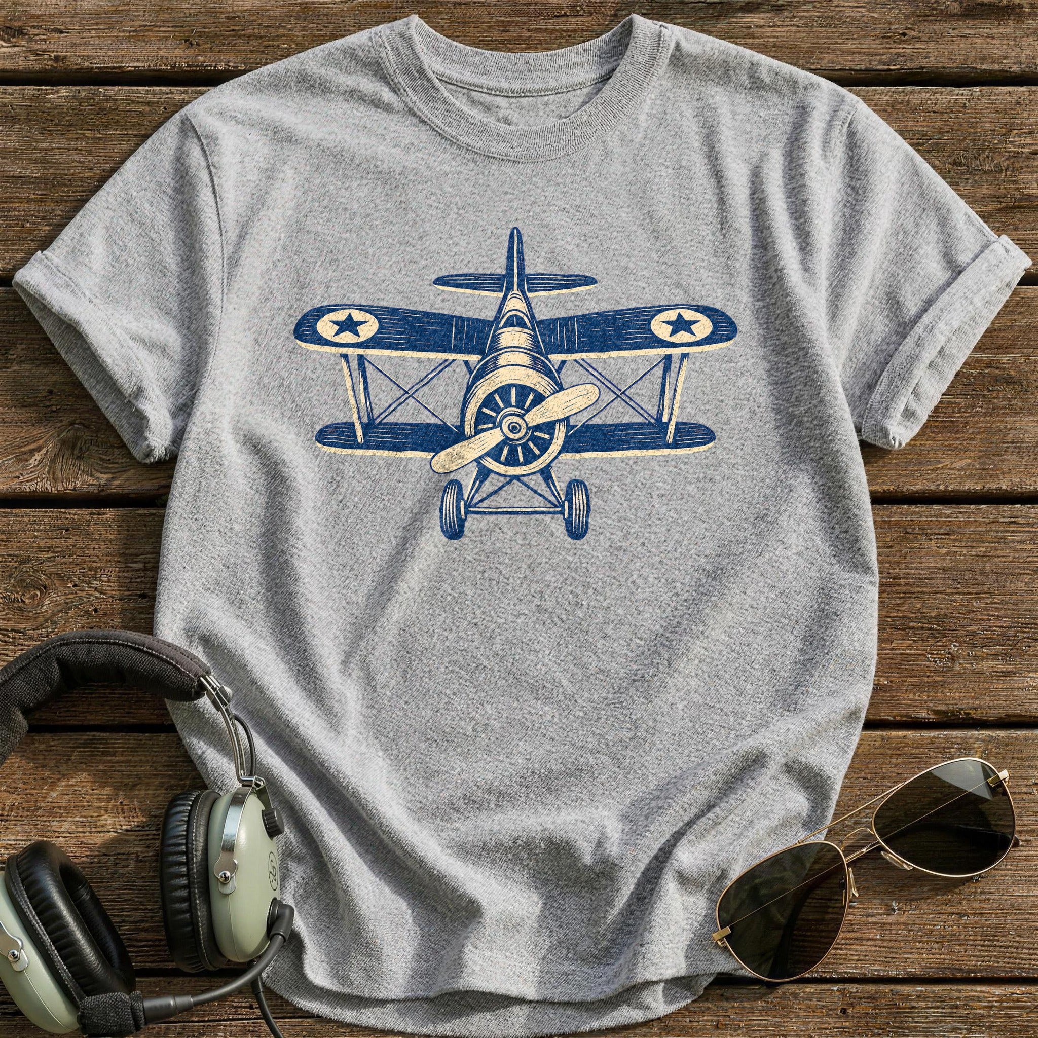 Biplane Blues T-Shirt - Sport Grey