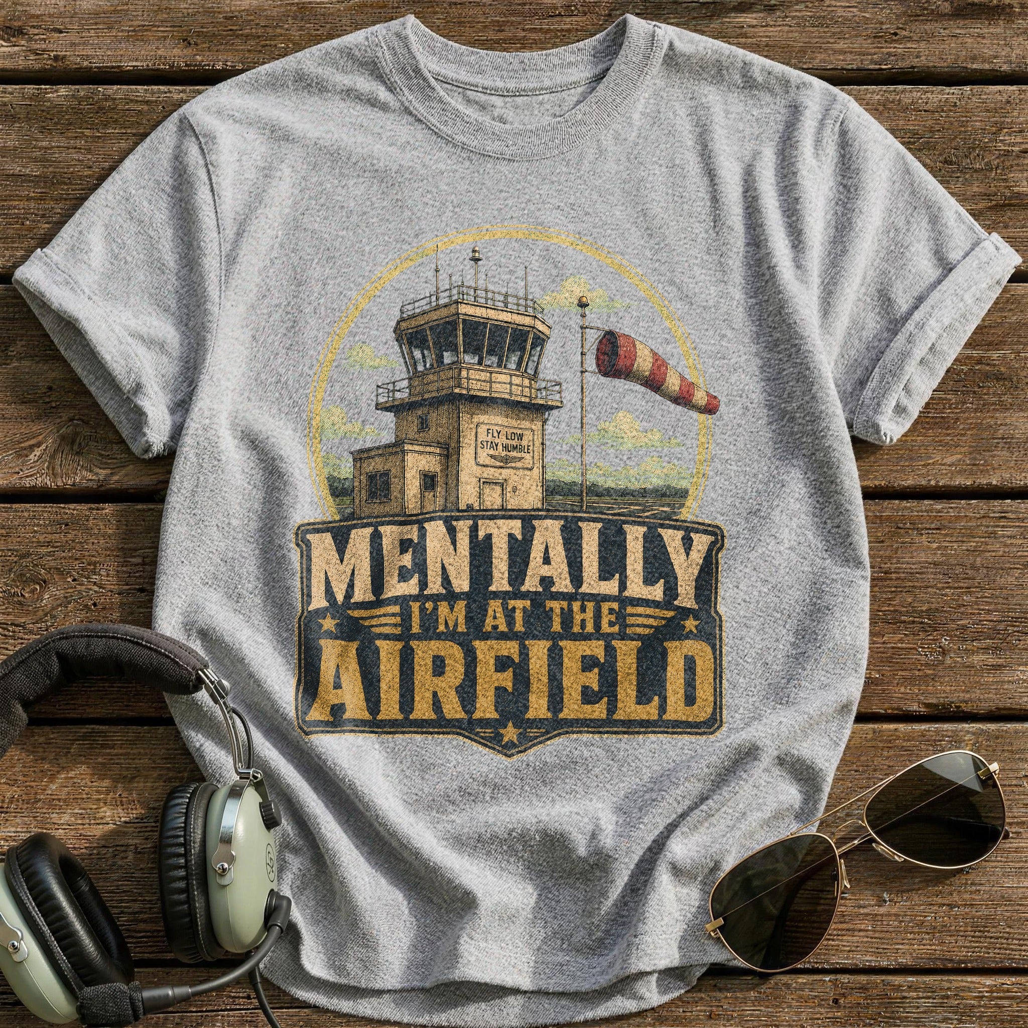 Mentally at the Airfield T-Shirt - Sport Grey