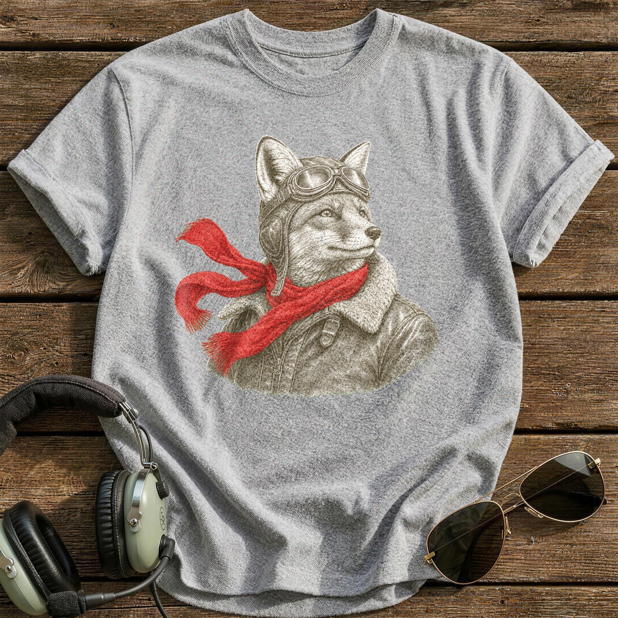 Red Scarf Squadron T-Shirt - Sport Grey