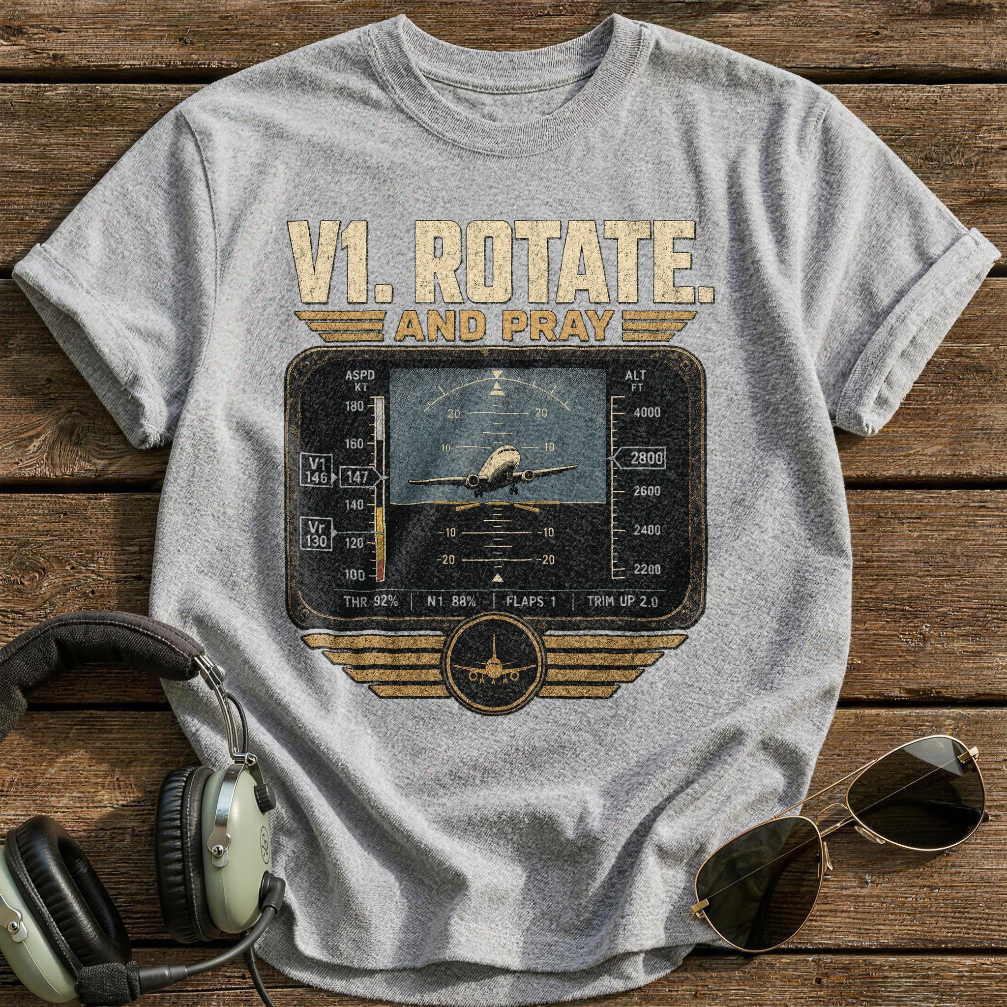 Rotate and Pray T-Shirt - Sport Grey