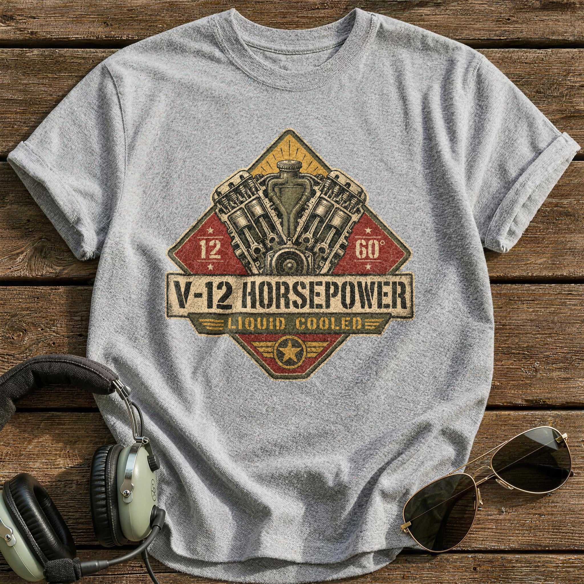 Twelve Cylinders T-Shirt - Sport Grey